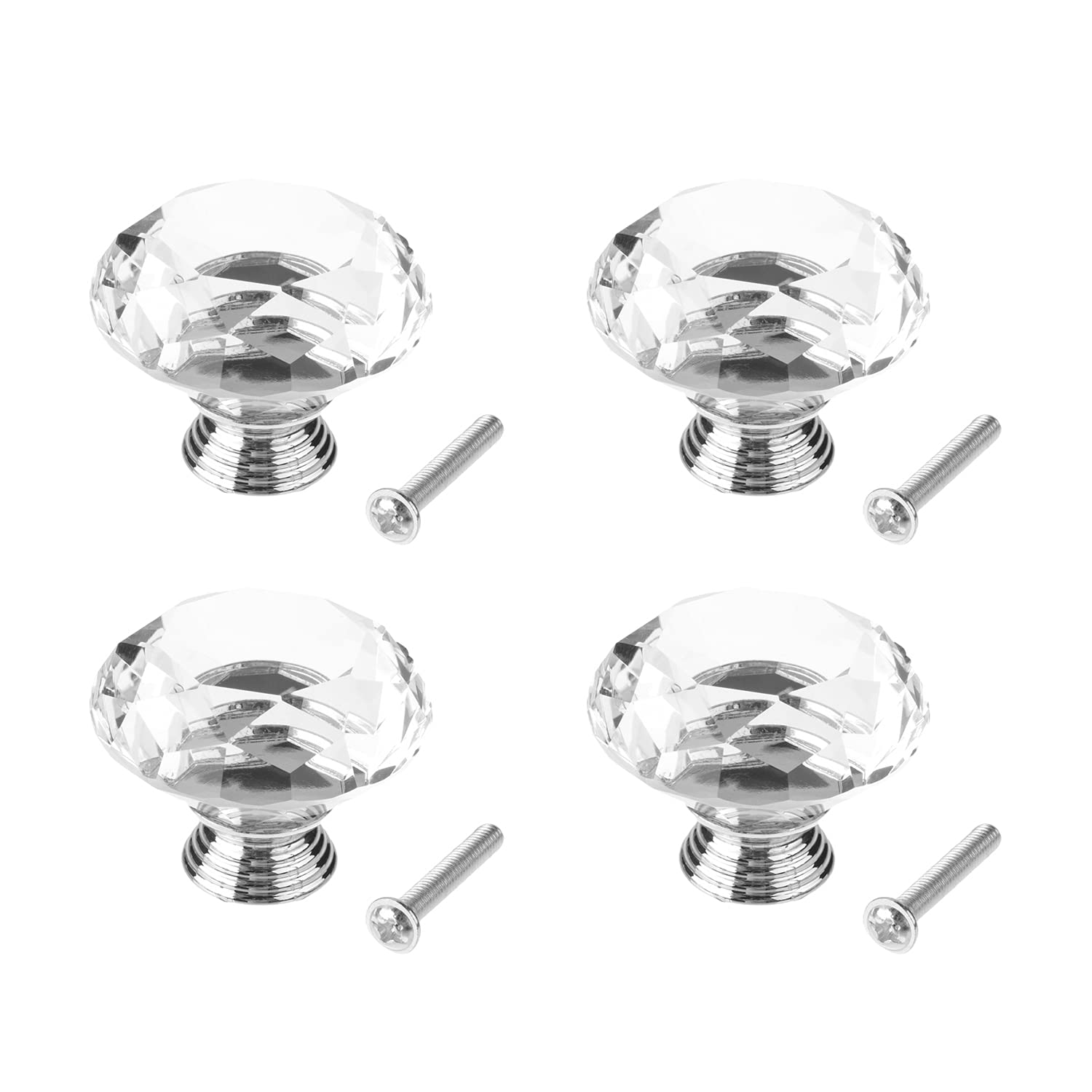 MroMax 4PCS Transparent Crystal Plastic Cabinet Knobs - Pull Handles for Drawers, Cupboards, Dressers, Bookcases & Wardrobes | Durable & Stylish Hardware for Home & Office Furniture