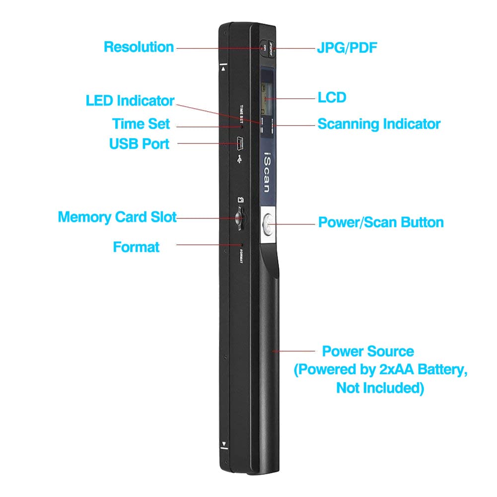 Portable A4 Document Scanner - Handheld Book & Photo Scanner with JPEG/PDF Support - Perfect for Office, School & Travel Document Digitizing