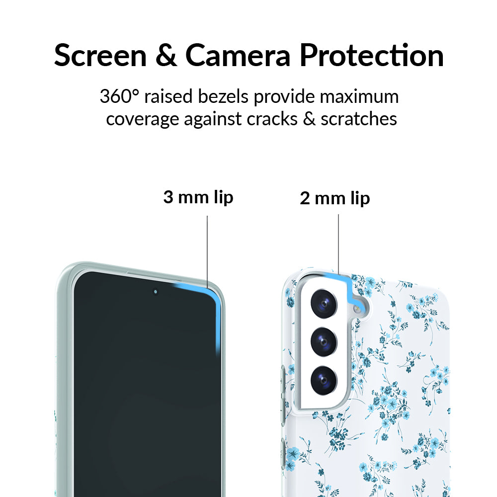 French Blue Floral Samsung Phone Case - Elegant Protective Cover for Galaxy S21/S20/Note 20 - Perfect for Daily Use, Travel & Gift Giving