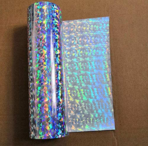 Holographic Foil Silver Color Broken Glass Design Heat Transfer Film for DIY Crafts (64cm x 120m) - Perfect for Paper Cards, Plastic Materials, Scrapbooking & Gift Wrapping