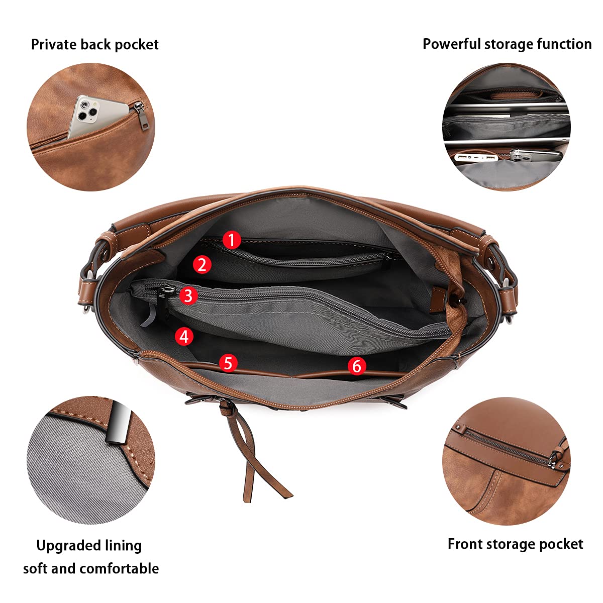Stylish Hobo Bags for Women - Genuine Faux Leather Boho Shoulder Bag & Crossbody Purse - Perfect for Work, Travel & Everyday Use
