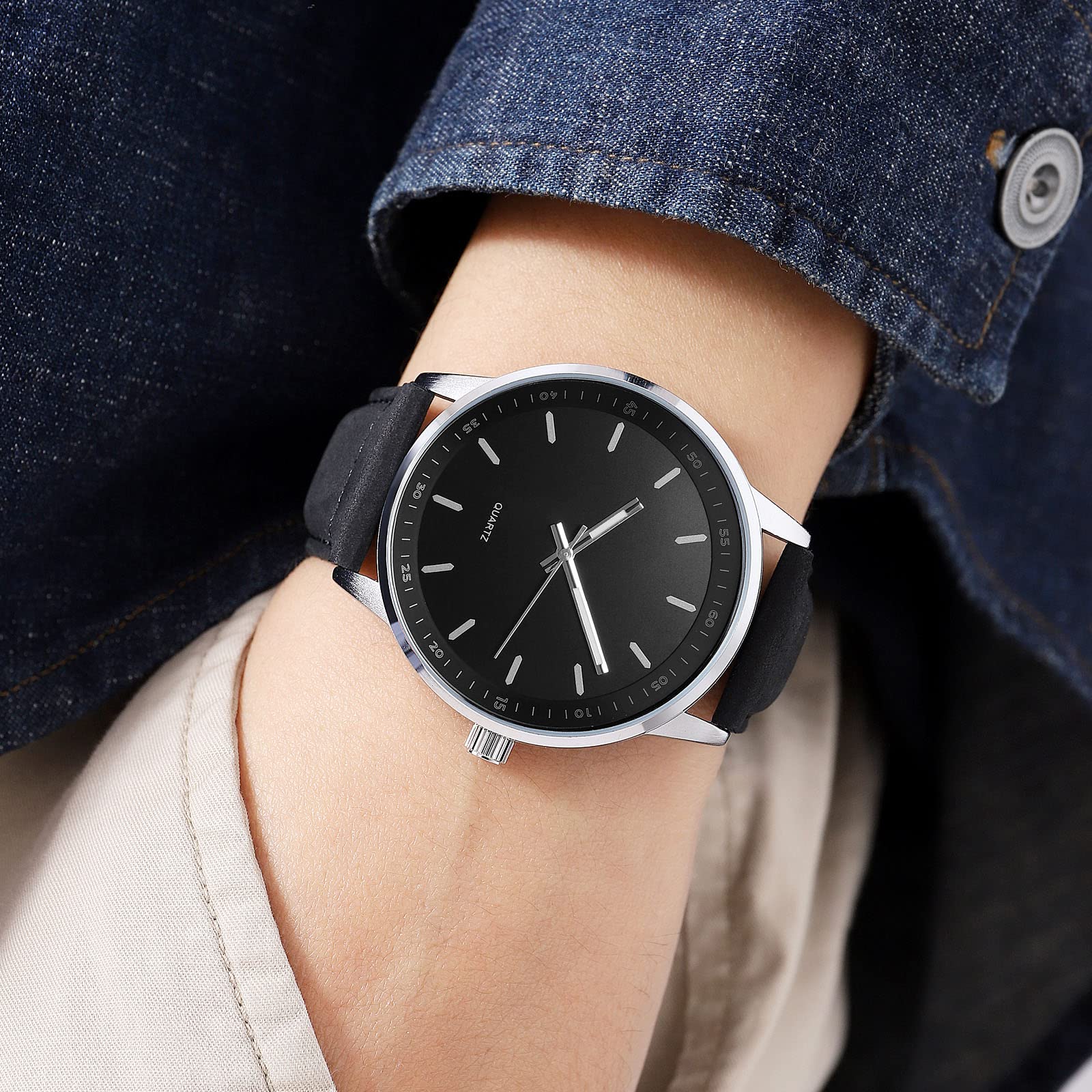 Yuxier Men's Quartz Watch - Waterproof Classic Business Wristwatch with Luminous Hands & Leather Strap - Perfect for Office, Formal Events & Everyday Wear