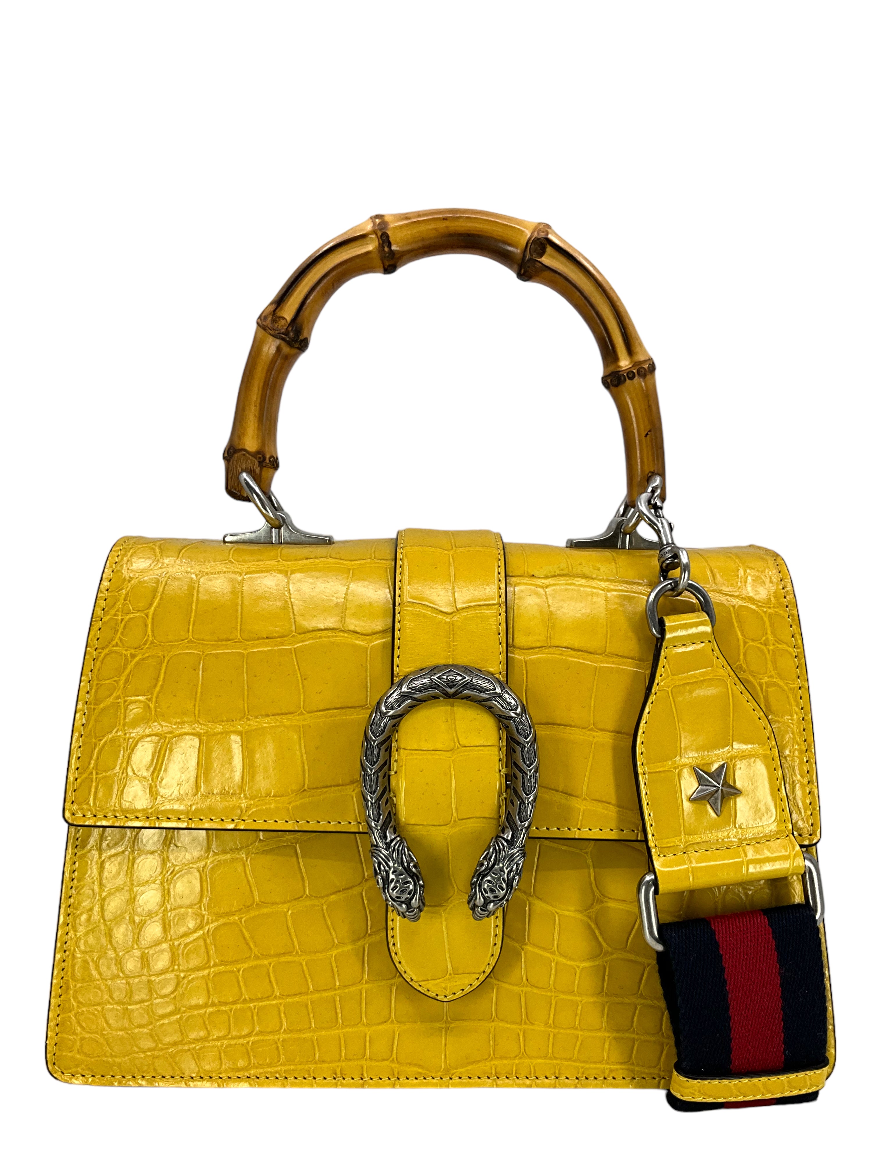 Gucci Dionysus Bamboo Top Handle Crocodile Leather Shoulder Bag for Women | Luxury Designer Handbag for Evening Parties, Weddings & Special Occasions