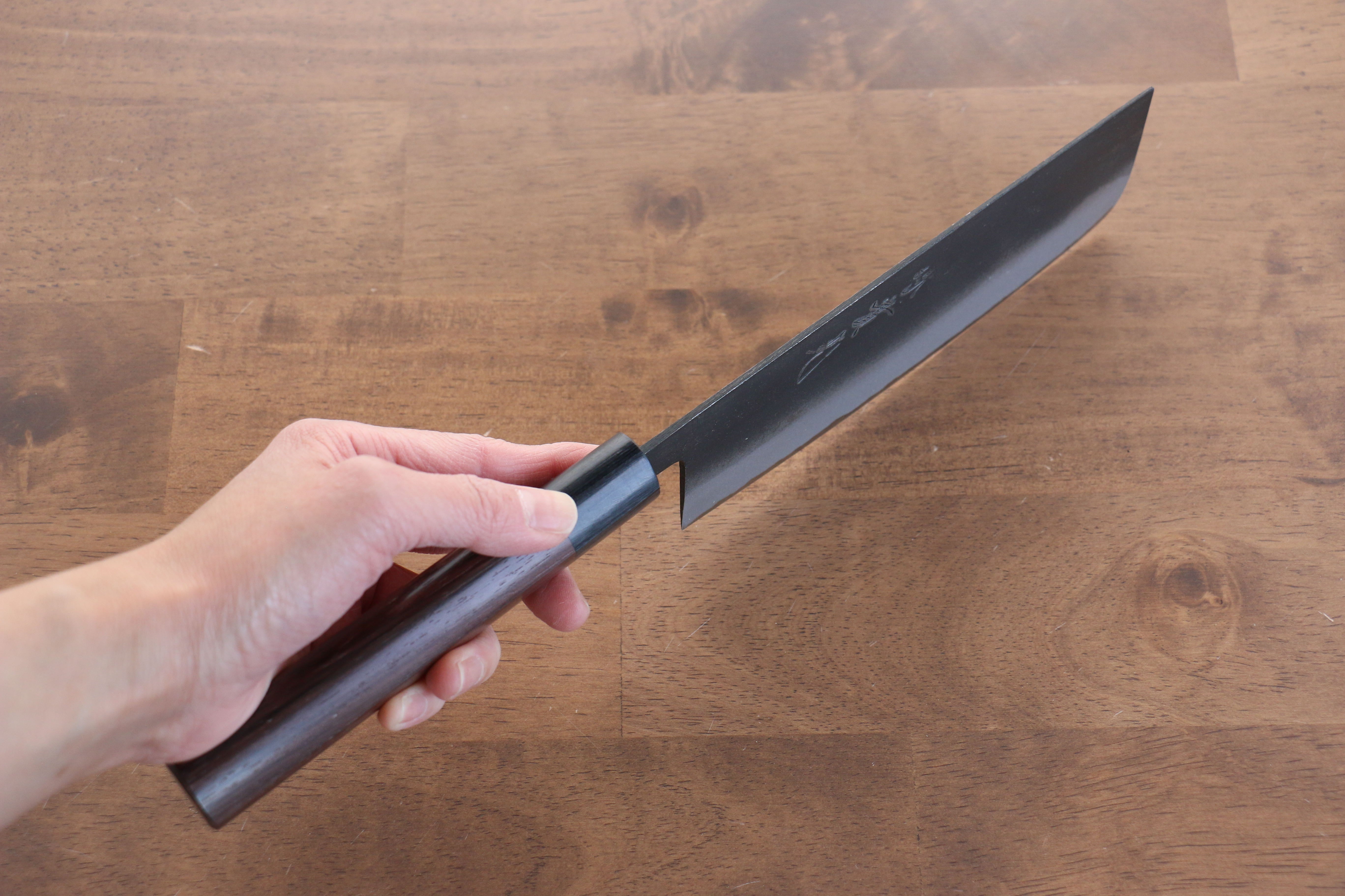 Premium Jikko White Steel No.2 Black Finished Nakiri Knife 165mm - Japanese Shitan Handle - Professional Vegetable & Herb Chopping Knife for Home Chefs & Culinary Enthusiasts