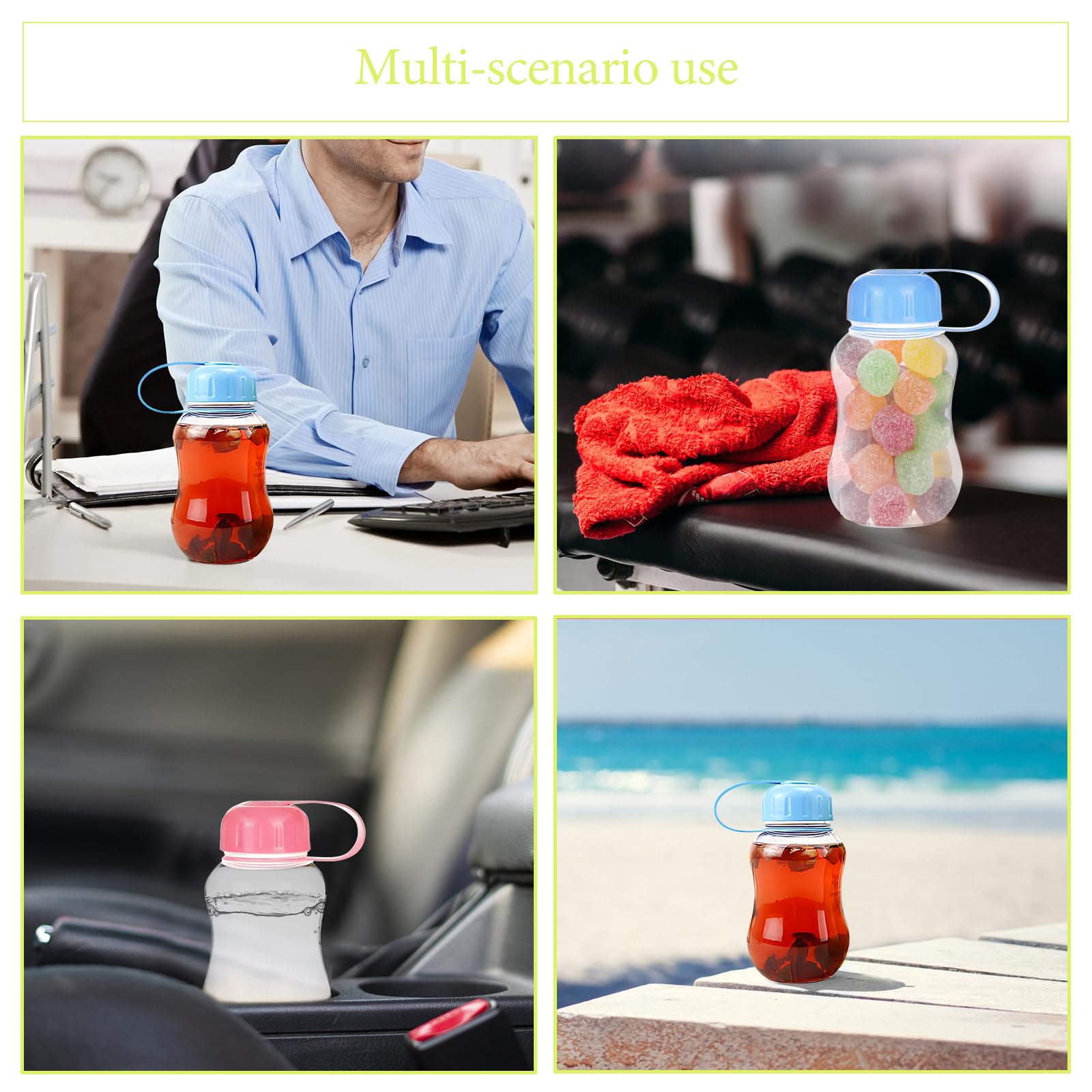 Cailiya 3-Pack Sports Water Bottle with Rope, Portable Plastic Cup & Mini Hand Mug - Ideal for Outdoor Hiking, Camping, Travel, Gym, and Daily Hydration - Leakproof & Lightweight Design for Active Lifestyles