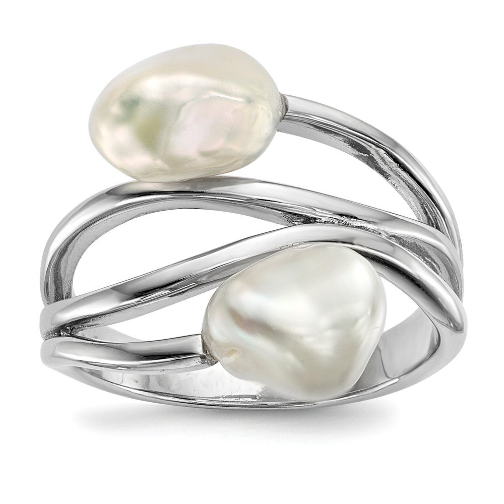 Premium 7-8mm White Baroque Cultured Pearl Sterling Silver Ring for Women | Elegant Jewelry Gift for Brides, Anniversaries & Special Occasions