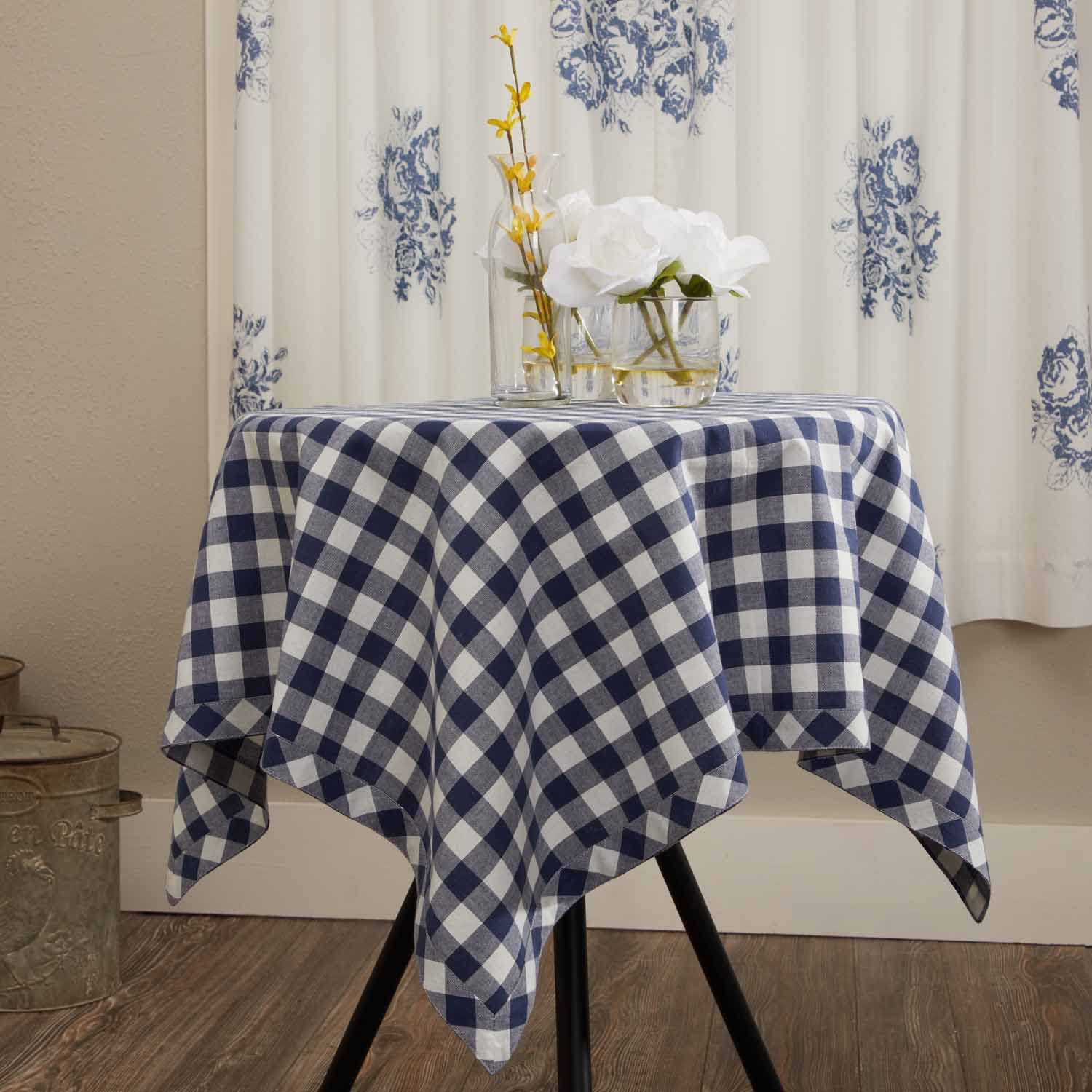 Piper Classics Vintage Check Blue Tablecloth - 36