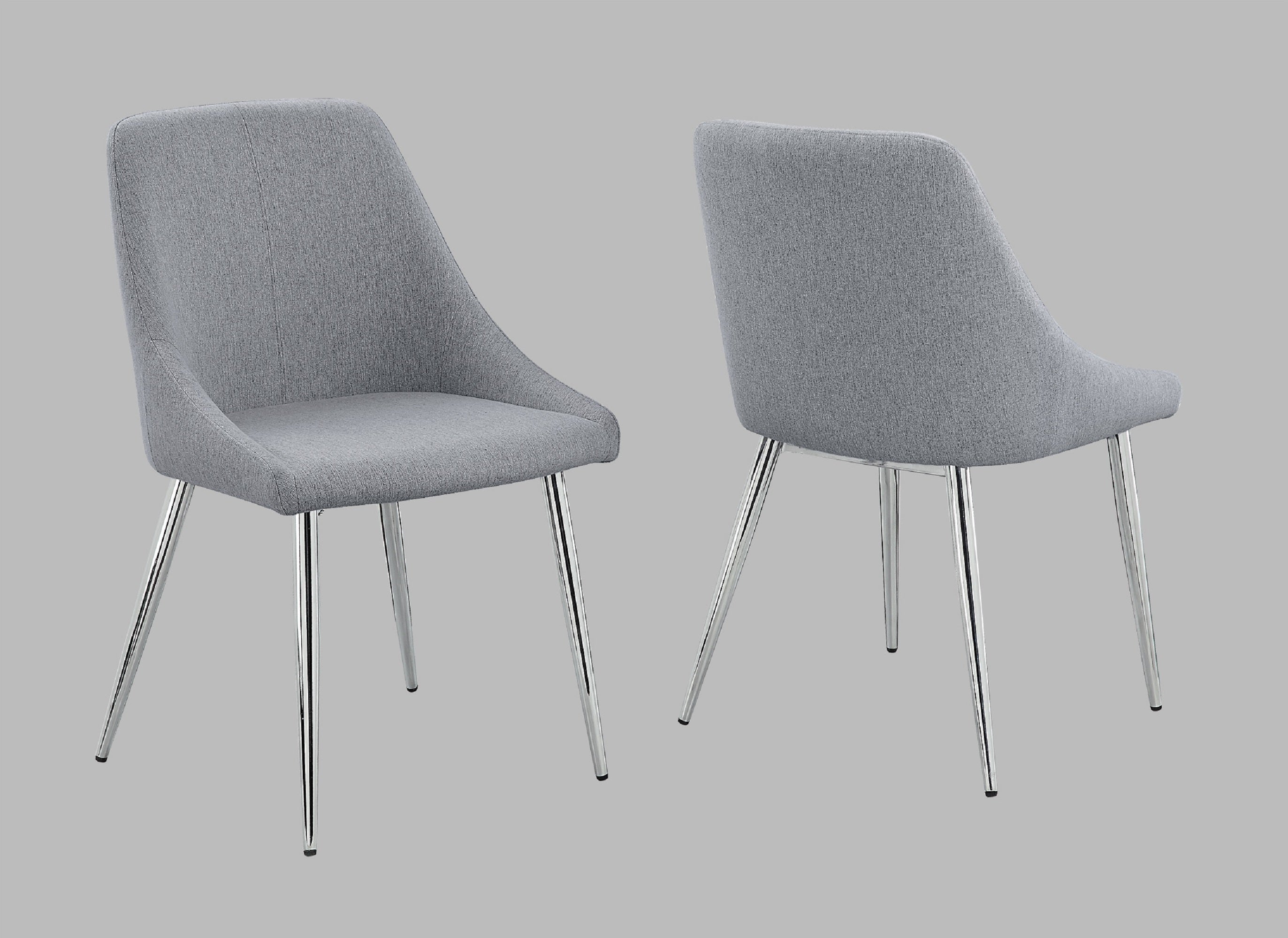 2-Piece Modern Chrome & Gray Finish Side Chairs with Metal Legs and Wooden Seat - Contemporary Dining Room Furniture for Kitchen, Breakfast Nook & Small Space Decor
