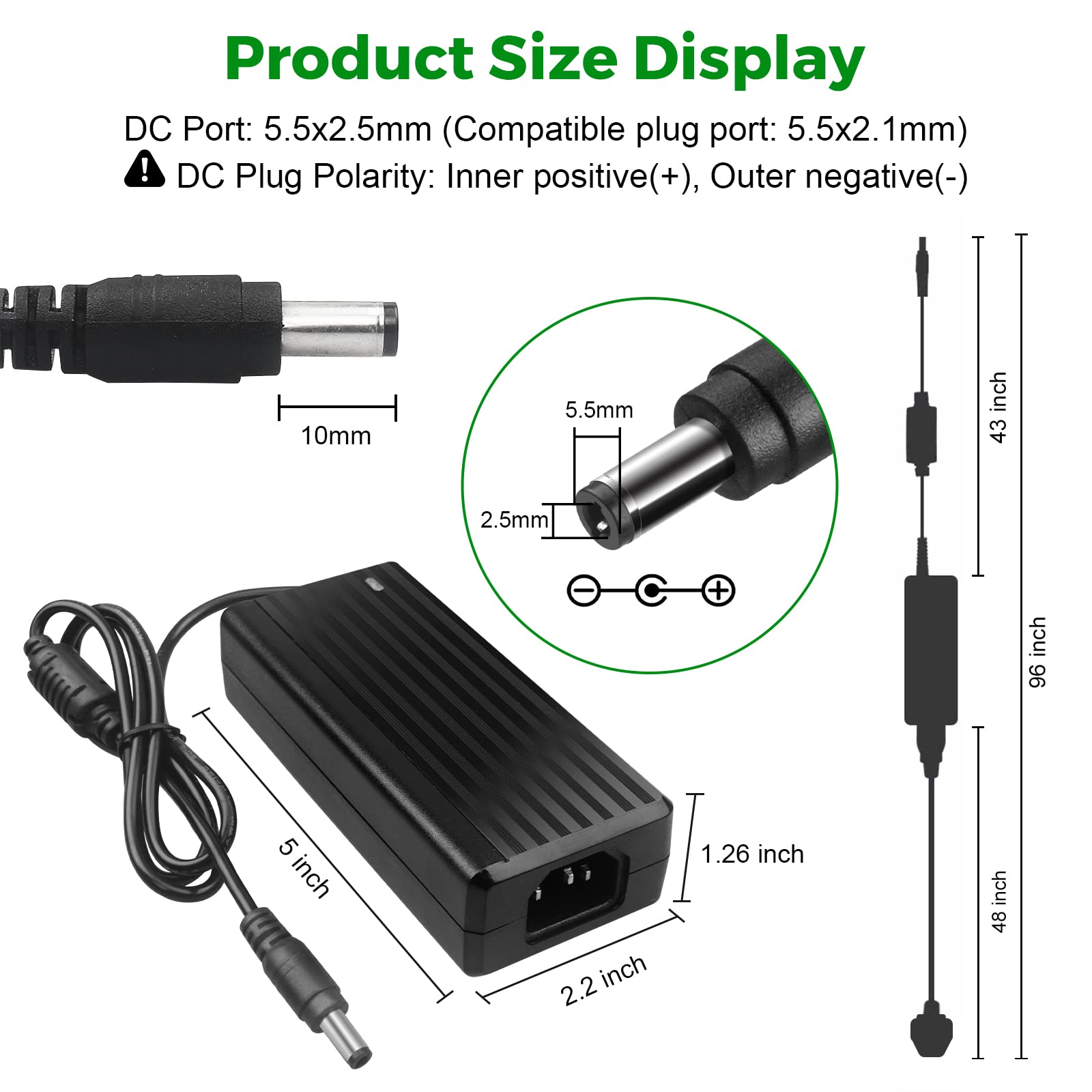 12V 5A Power Supply Adapter - AC 100-240V to DC 12 Volt 60W Converter with 4-Way Splitter Cable - for LED Strip Lights, CCTV Cameras & Security Systems - Perfect for Home, Office & Commercial Lighting Installations
