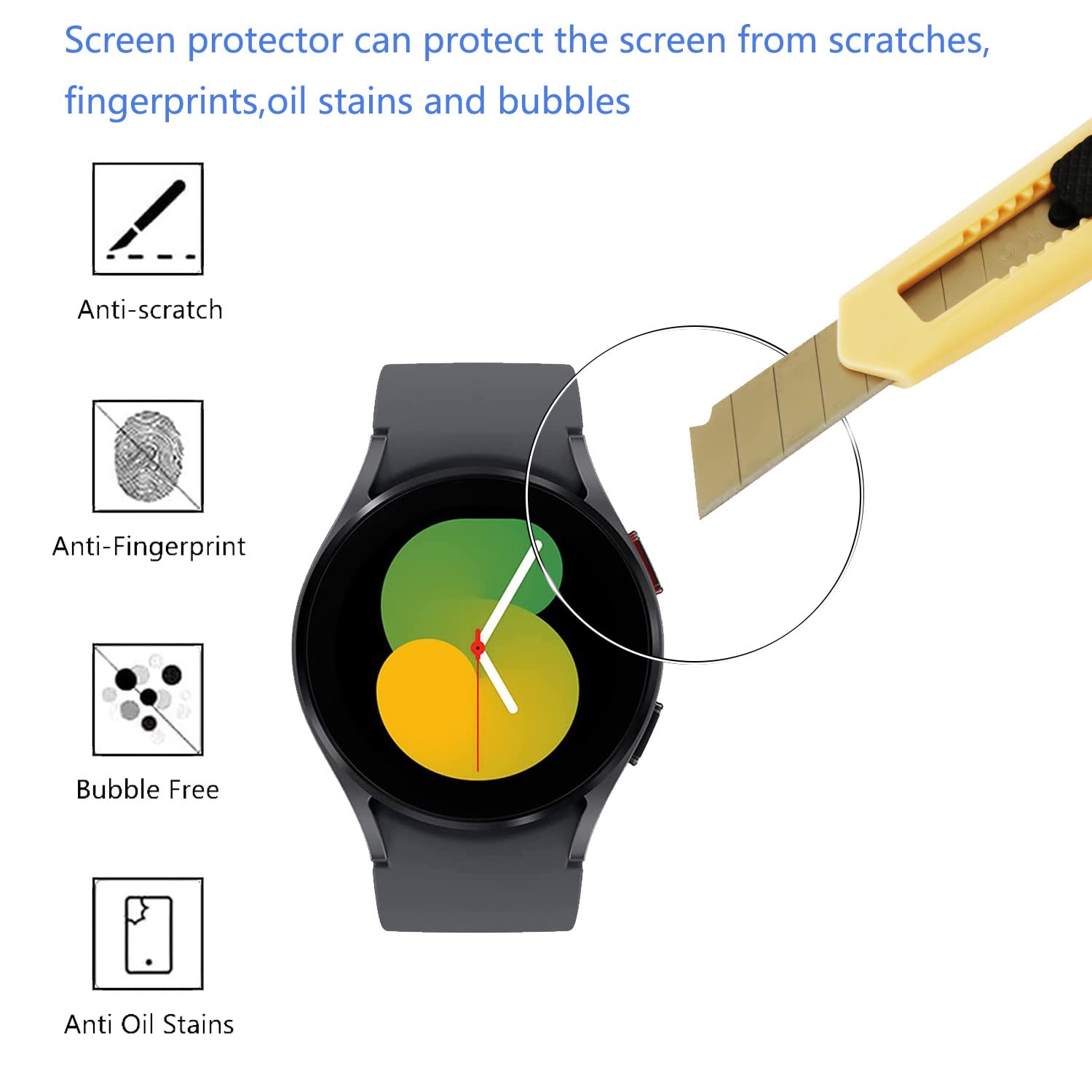 Samsung Galaxy Watch 5 (40mm) Screen Protector 5 Pack - Anti-Scratch & Fingerprint for Workout & Daily Use