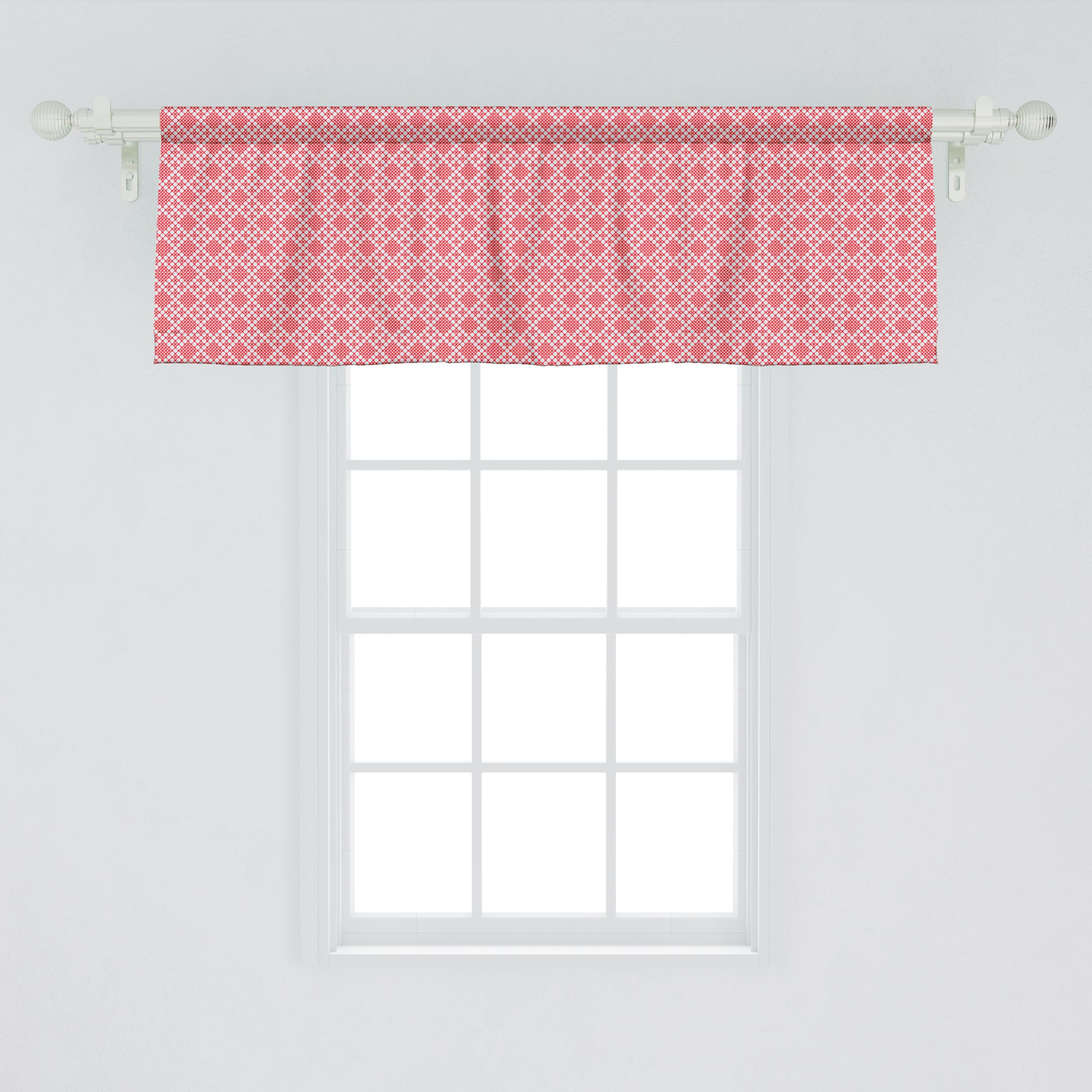 Ambesonne Slavic Ethnic Window Valance Set of 2 - Traditional Needlework Design White & Red Curtain Valances (54x18 Inch) for Kitchen, Bedroom Decor | Rod Pocket Style for Easy Hanging | Perfect for Bohemian, Farmhouse & Rustic Home Decor