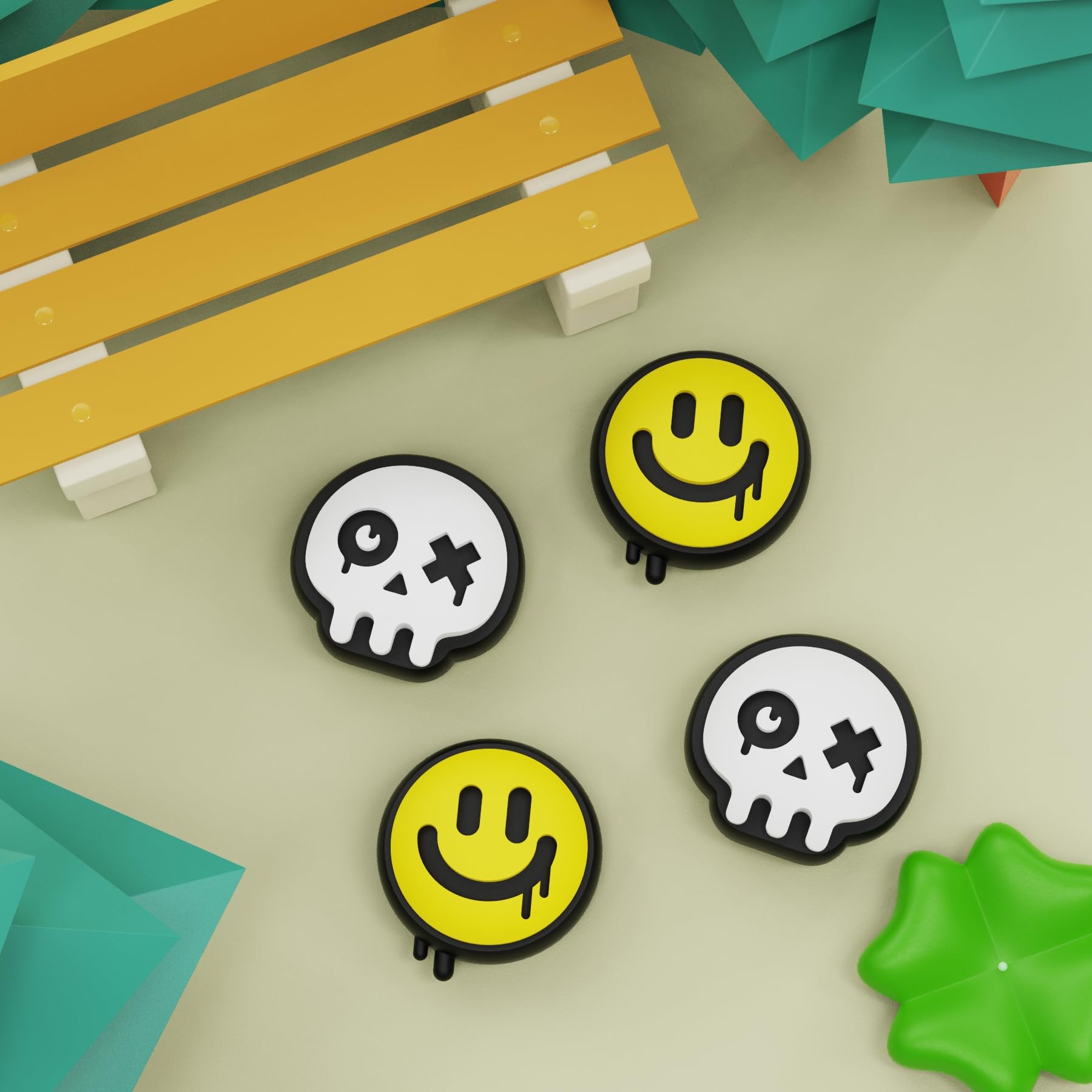 PlayVital Halloween Themed Joystick Caps for Nintendo Switch, Switch Lite & OLED - Happy & Gloomy Style Thumb Grip Covers - Enhance Gaming Comfort for Mario Kart, Animal Crossing & Super Smash Bros