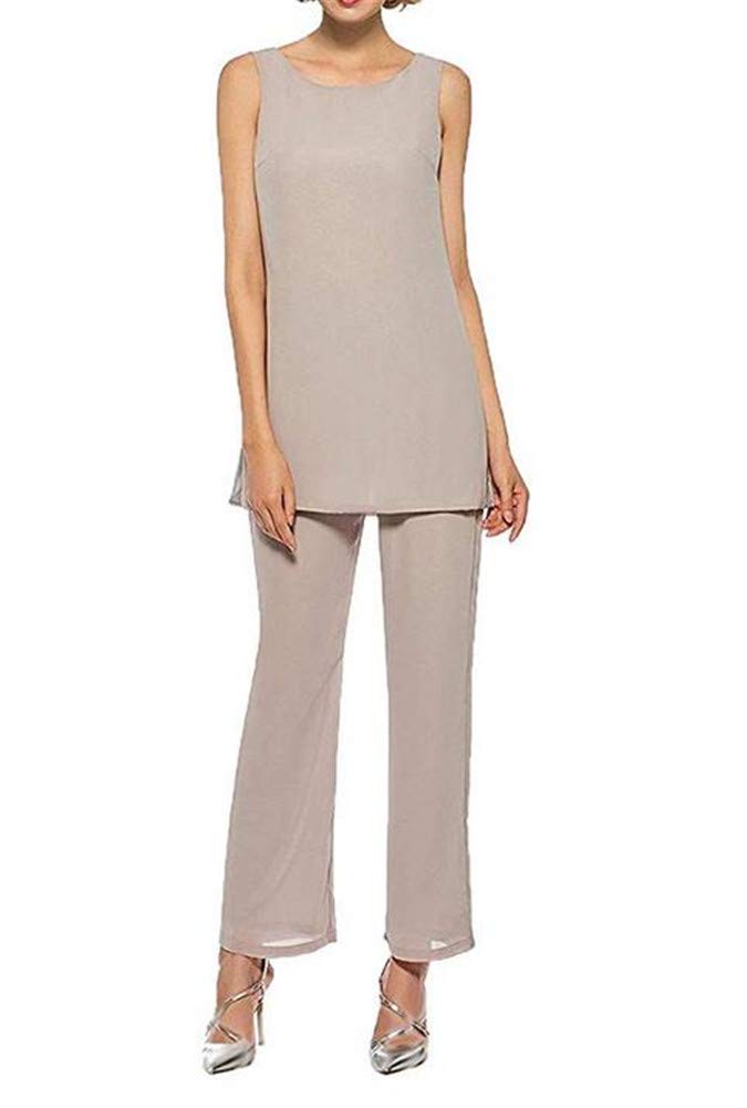 Honeydress Women's Elegant Chiffon Mother of The Bride Dress - Long Sleeve 3-Piece Pant Suit Set for Weddings, Formal Events & Special Occasions