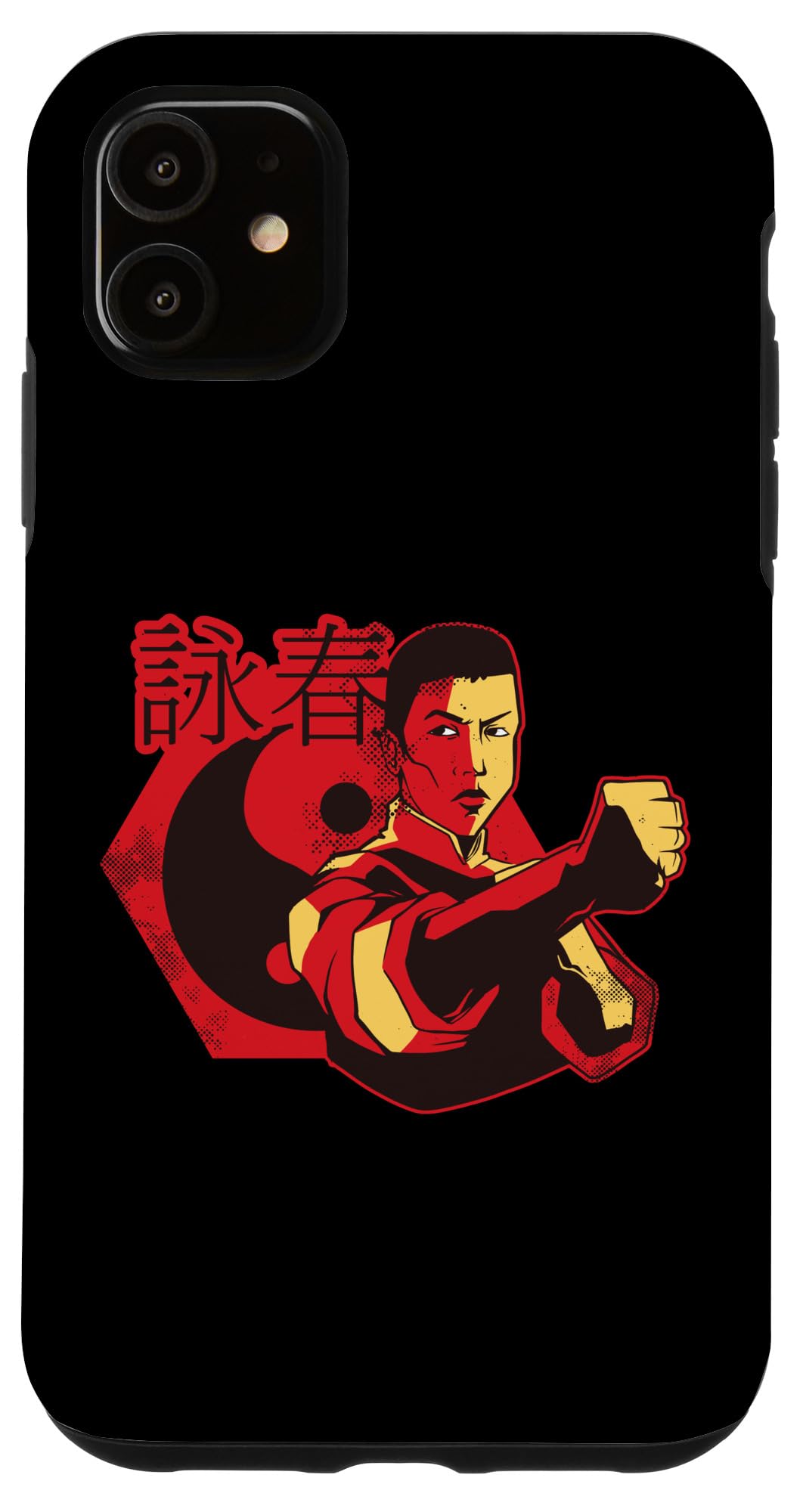 iPhone 11 Case with Wing Chun & Yin Yang Design - Durable Kung Fu Wooden Dummy & Swords Art Case for Martial Arts Enthusiasts | Perfect for Training, Gifts & Daily Protection