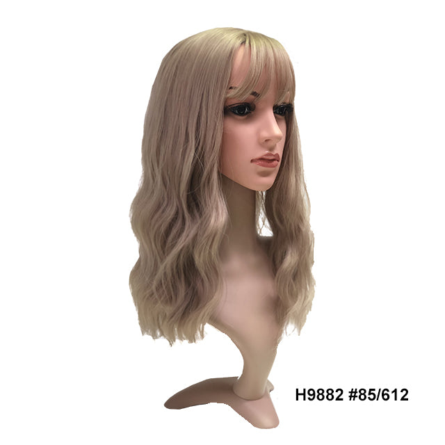 Wig 1022 T30 Medium Brown with Highlights - Natural Looking Human Hair Wig for Women - Perfect for Daily Wear, Parties & Cosplay
