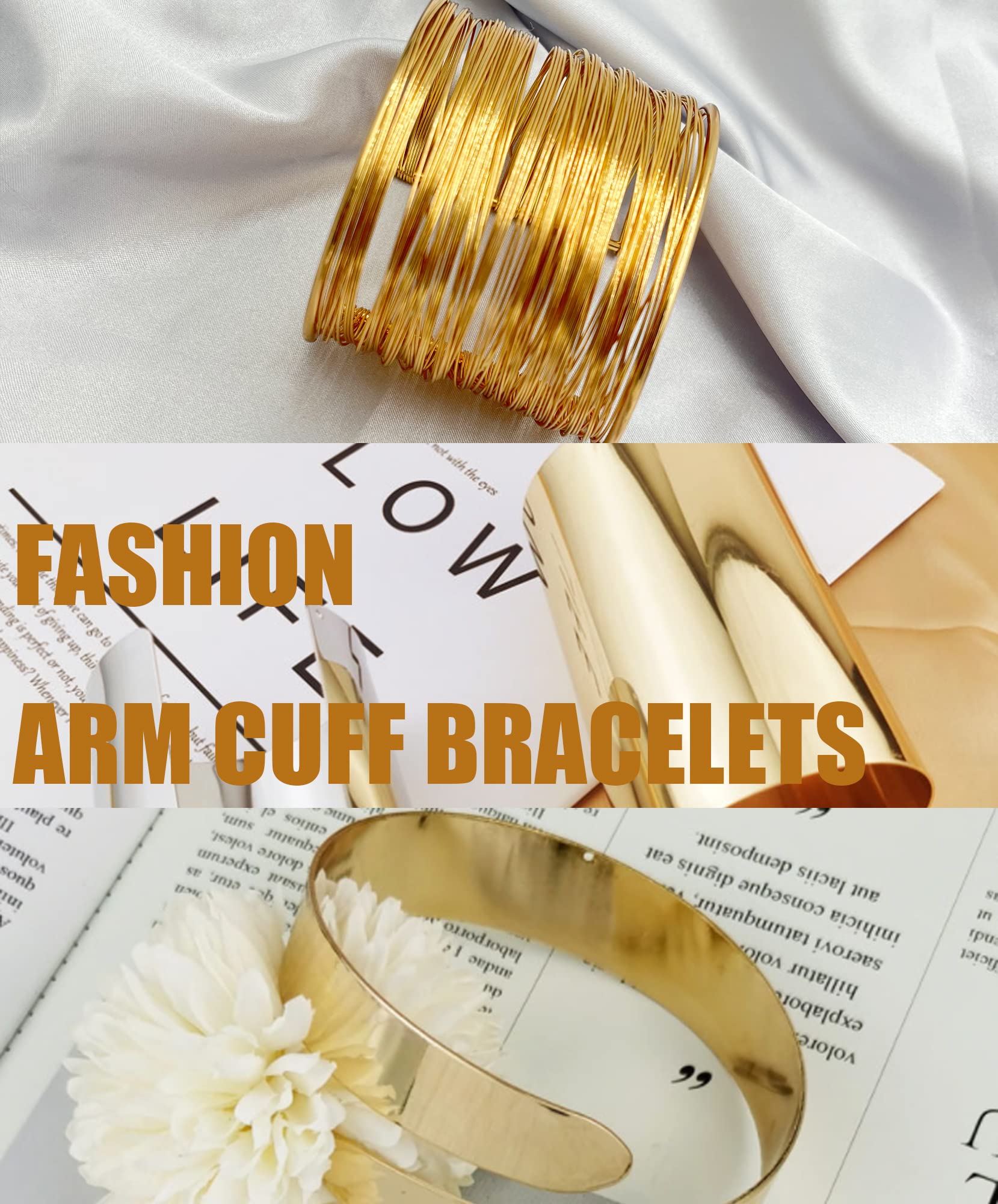 BOMAIL 6-Piece Arm Cuff Bracelet Set for Women - Minimalist Swirl Open Wire Bangle - Adjustable Upper Arm Band Jewelry - Perfect for Parties, Weddings & Boho Fashion Accessories