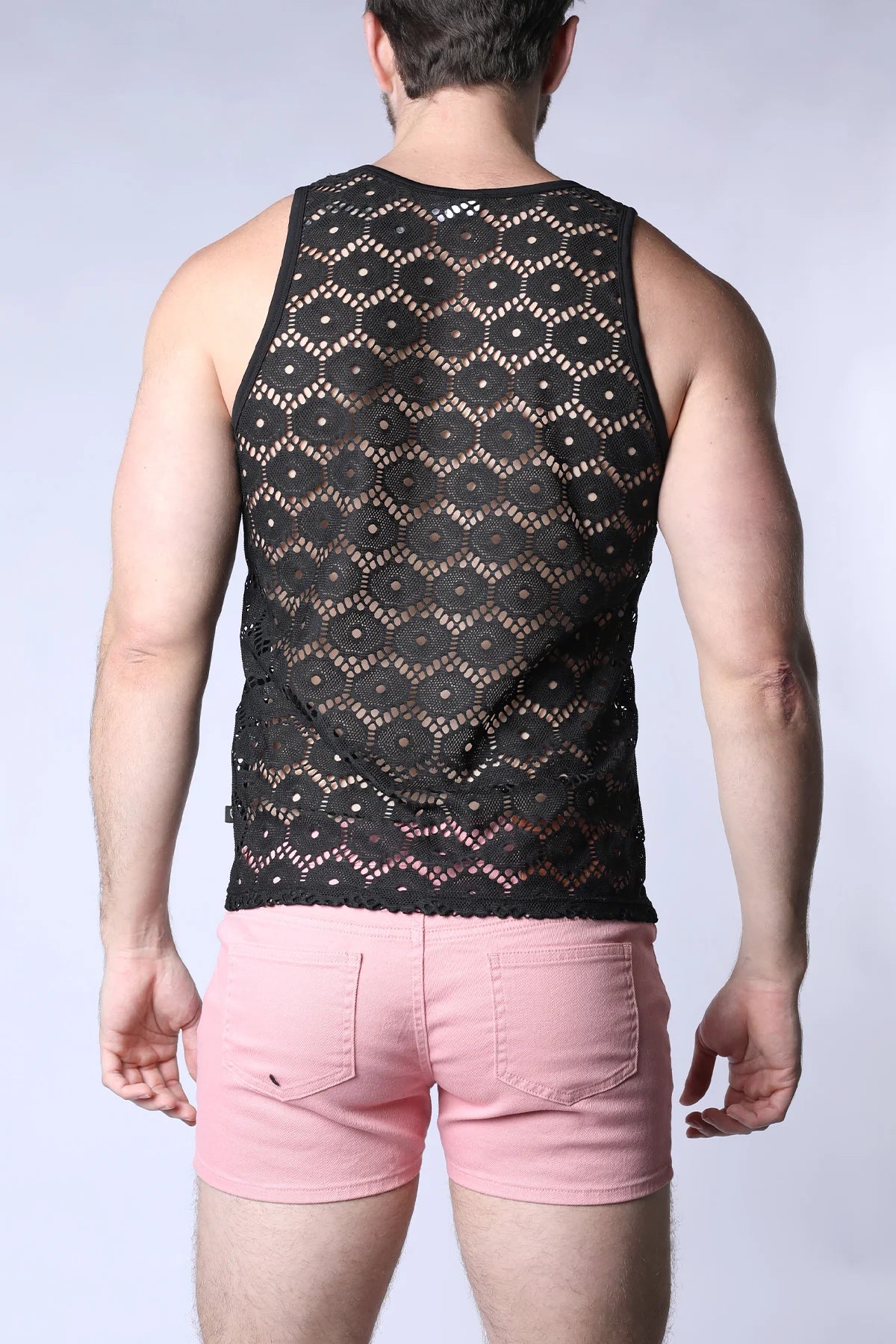 Timoteo Palermo Mesh Crochet Tank Top for Women - Breathable Black Summer Blouse, Perfect for Beach, Vacation & Casual Outings