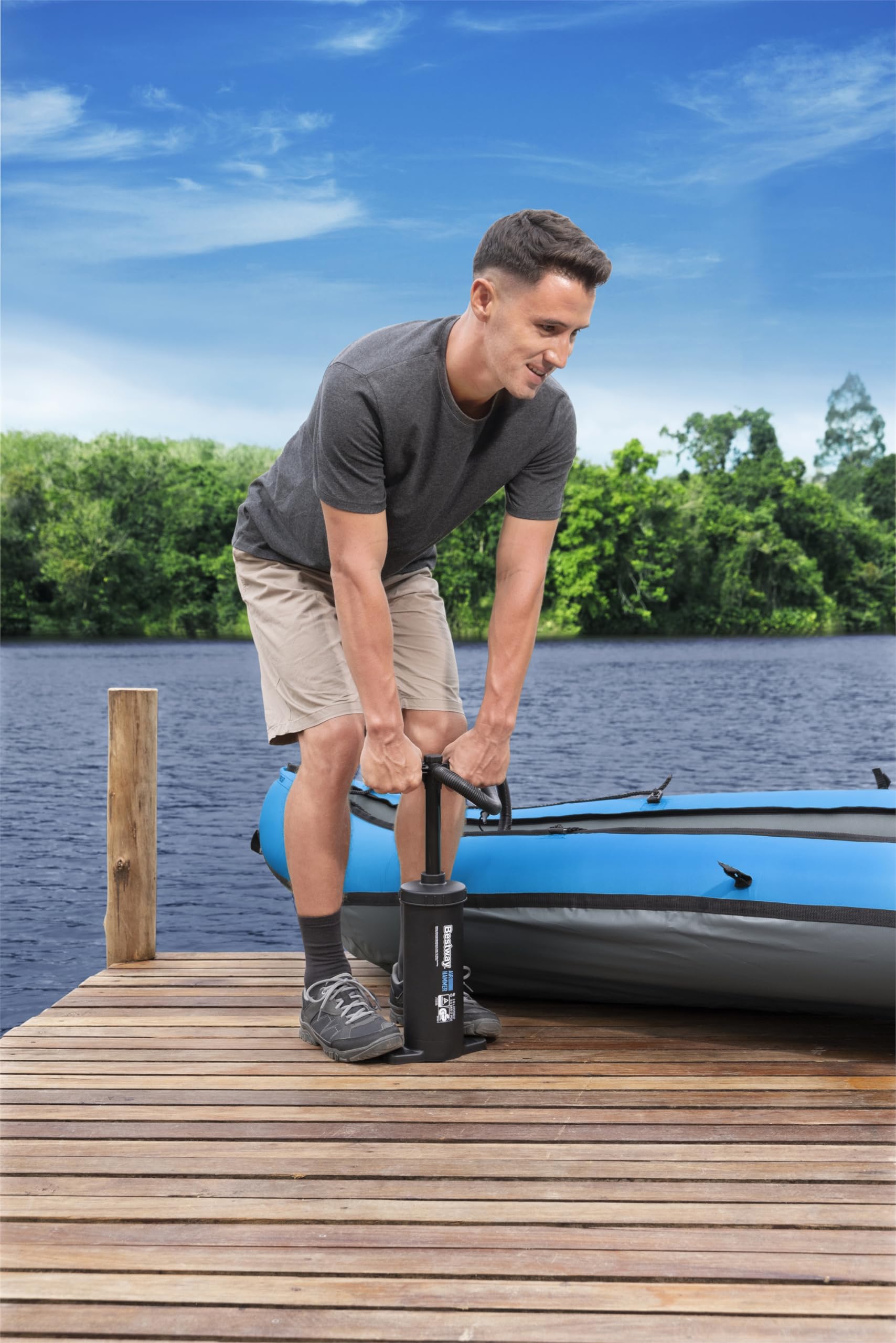 Bestway Air Hammer Double Acting Pump 2,800 ml – High-Pressure Air Pump for Inflatable Pools, Boats, and Air Mattresses – Perfect for Outdoor Camping, Beach Trips, and Water Sports