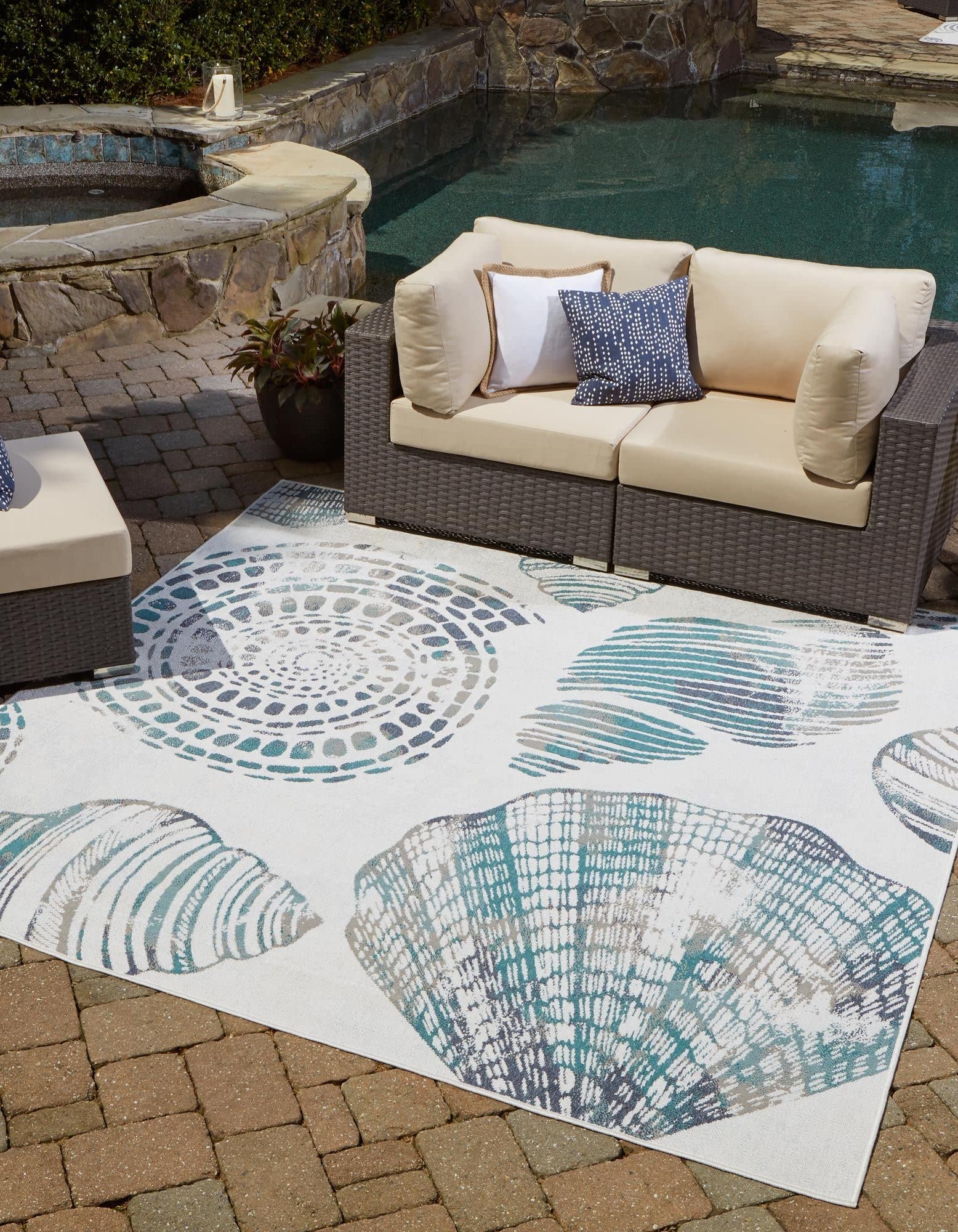 Unique Loom Outdoor Coastal Collection Area Rug - Bodrum (7'10