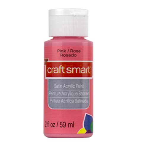 Craft Smart 2 oz Satin Acrylic Paint - Pink | Premium Non-Toxic Acrylic Paint for Artists, DIY Crafts & Home Decor | Perfect for Canvas Painting, Scrapbooking & Kids Art Projects
