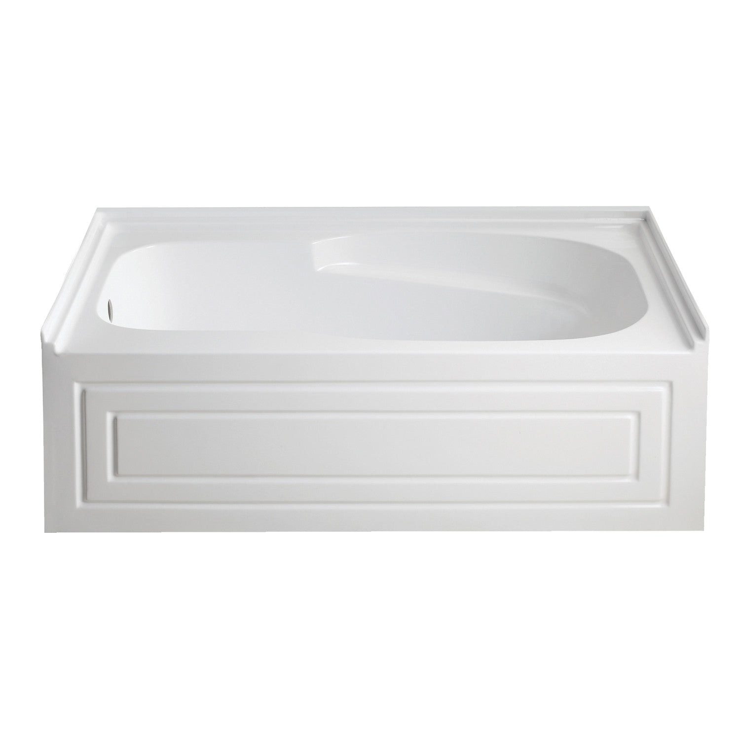 Aqua Eden 60 Inch Acrylic Rectangular 3-Wall Alcove Bathtub with Armrests & Anti-Skid Surface - Left Hand Drain, Glossy White - Perfect for Modern Bathrooms & Spa-Like Relaxation