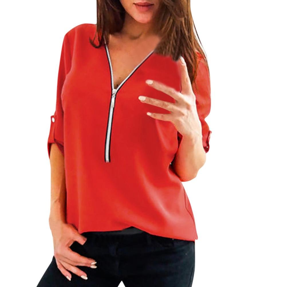 Gillberry Women's Casual Long Sleeve Chiffon Blouse - Loose Fit Solid Color T-Shirt Top for Work, Office & Everyday Wear