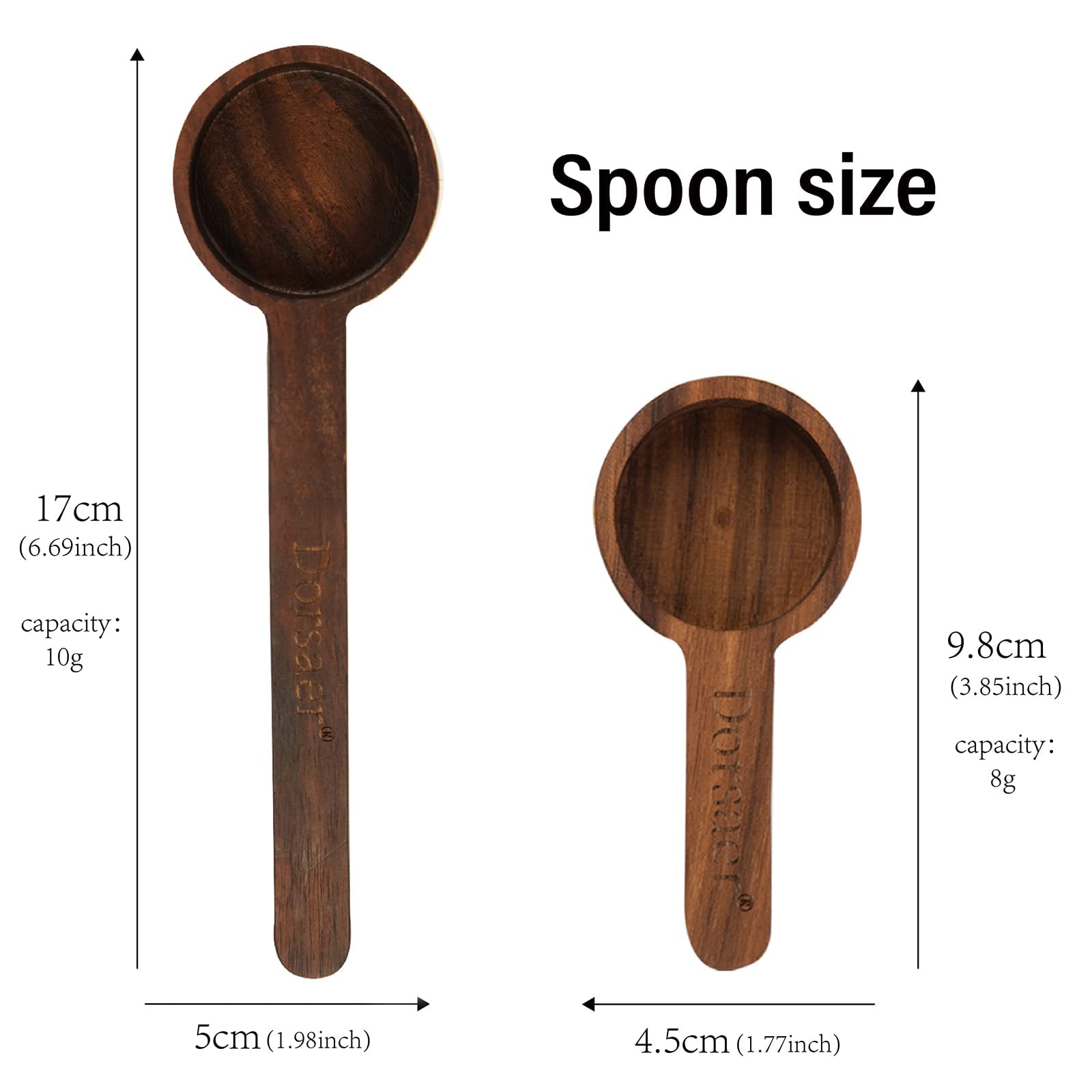 Long Wooden Scoop for Canisters - Measuring Spoon for Coffee Beans, Ground Coffee, Protein Powder, Spices, Tea & Bath Salts | Perfect for Kitchen, Coffee Bar & DIY Projects