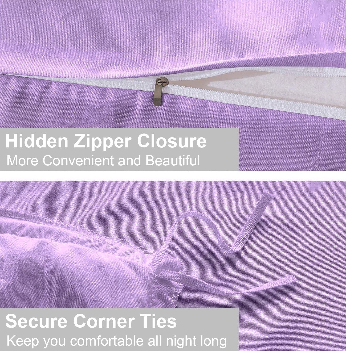Modern Pom Fringe Duvet Cover Set - 3 Piece Bedding Set with Zipper Closure for Full/Queen Size Beds (Lilac) | Soft Down Comforter Cover for Cozy Bedrooms & Guest Rooms