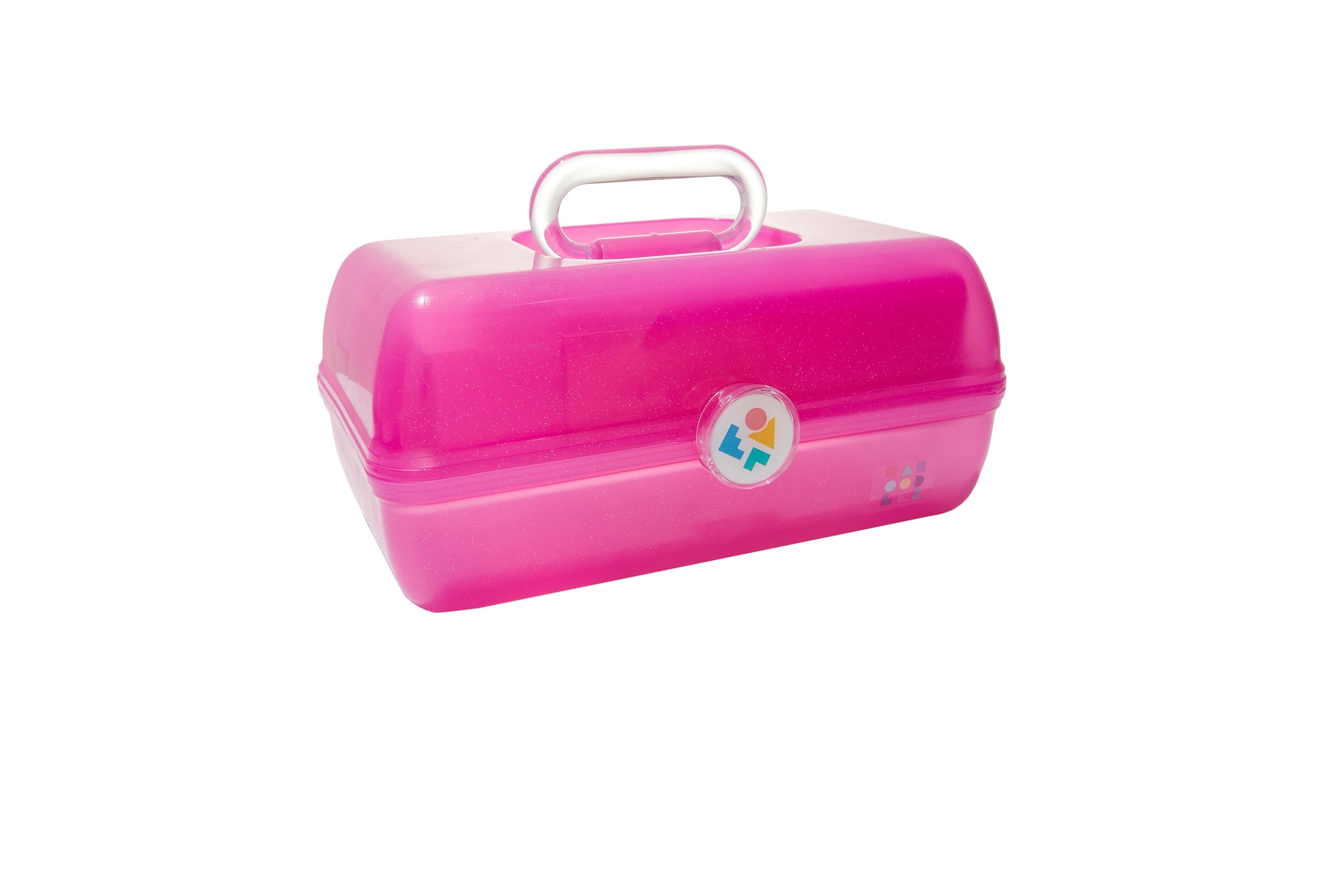 Caboodles Makeup Case - Pink Jelly Sparkle Travel Cosmetic Organizer with Mirror, 12 x 9.4 x 6 Inches Portable Storage Box for Girls | Perfect for Travel, School, Sleepovers & Daily Makeup Organization