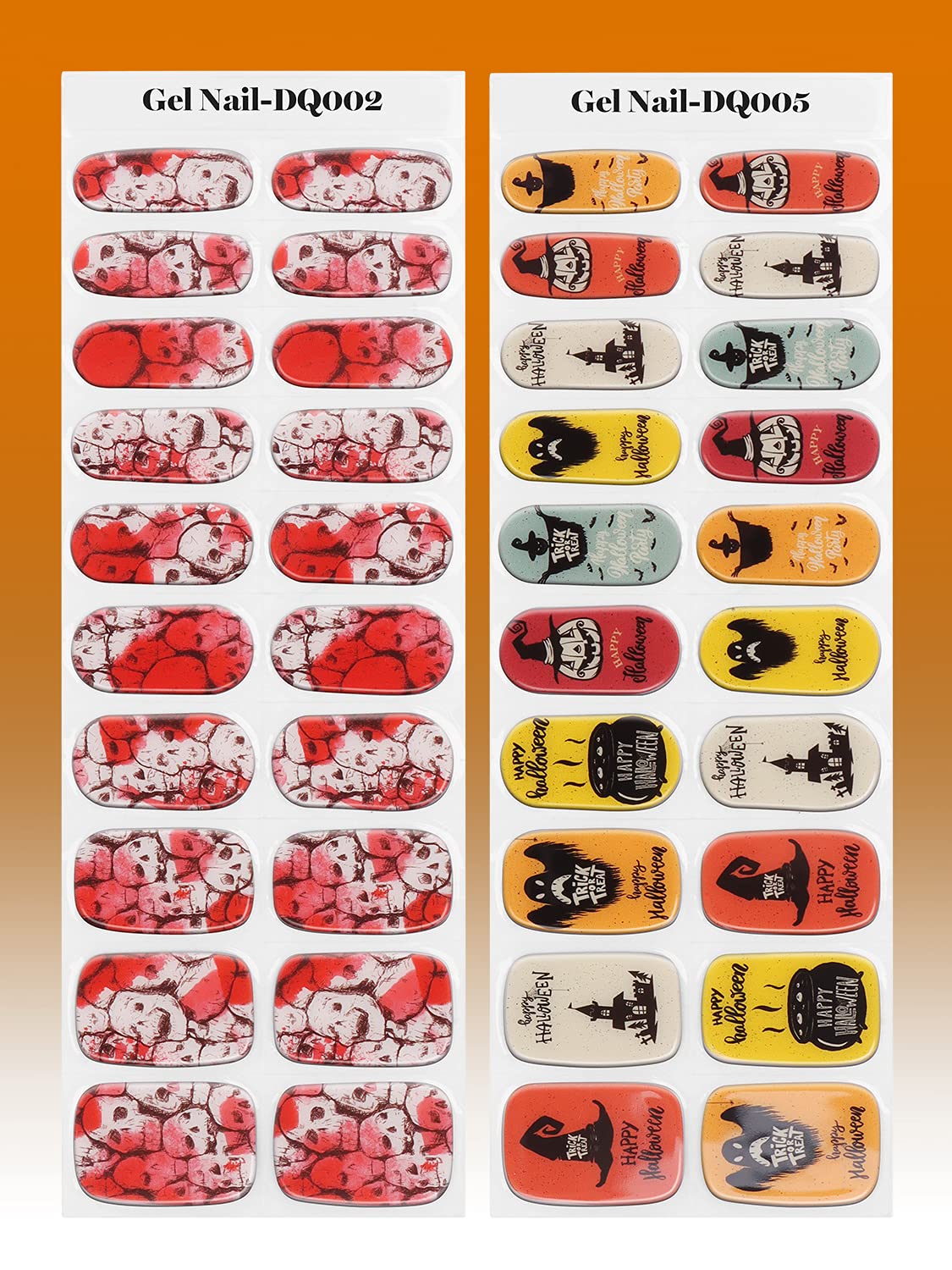 Halloween Nail Art Stickers - Waterproof Skull Blood Gel Nail Polish Strips & Full Wrap Decals (UV/LED Lamp Required) | Perfect for Spooky Nail Designs, Costume Parties & Halloween Events