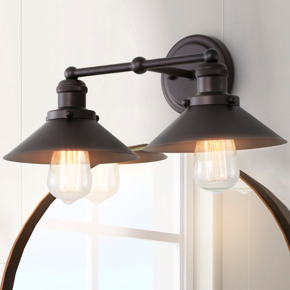 July Metal Shade Sconce - Vintage Wall Light Fixture for Bedroom, Living Room & Hallway - Matte Black Industrial Wall Sconce Lighting