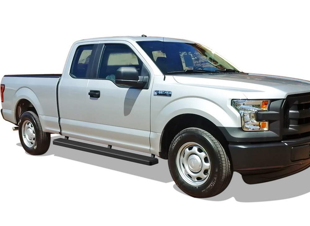 APS 5in Matte Black Running Boards for Ford F150 2015-2025 Super Cab & F-250 F-350 Super Duty 2017-2025 - Stainless Steel Nerf Bars Side Steps - Perfect for Off-Roading & Truck Accessories