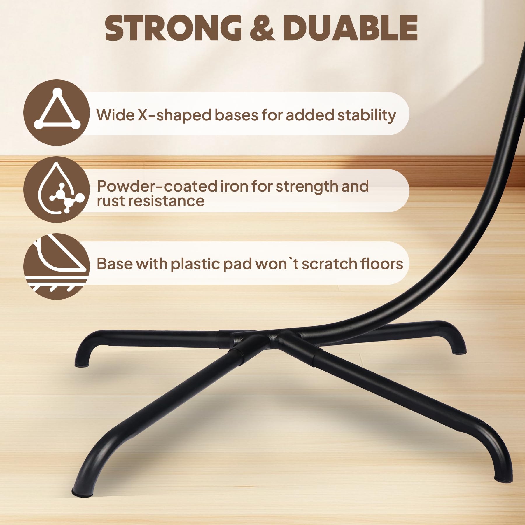 Chihee Foldable Wicker Rattan Swing Egg Chair with Stand & Cushion - 330 lbs Capacity Indoor/Outdoor Hanging Chair for Patio, Balcony, Porch, Bedroom & Garden - Perfect for Relaxing, Lounging & Reading
