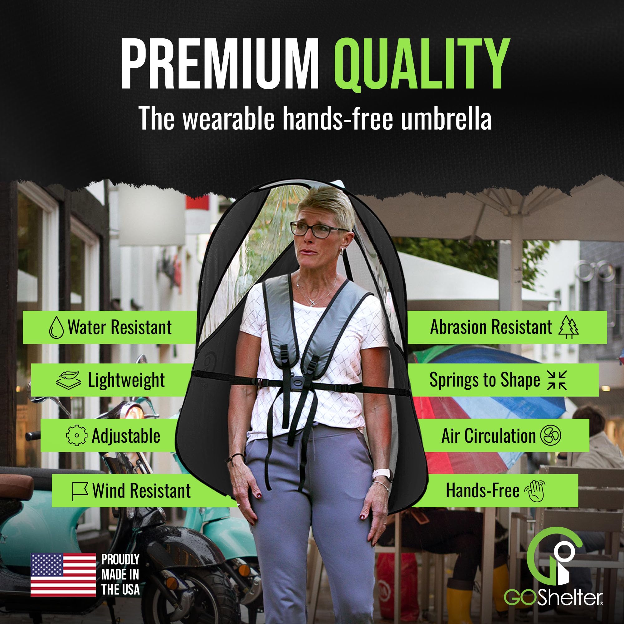 Hands Free Wearable Umbrella for Adults - Portable Shade Canopy Backpack with Adjustable Straps | Perfect for Outdoor Activities, Hiking, Festivals & Beach Days | Made in USA