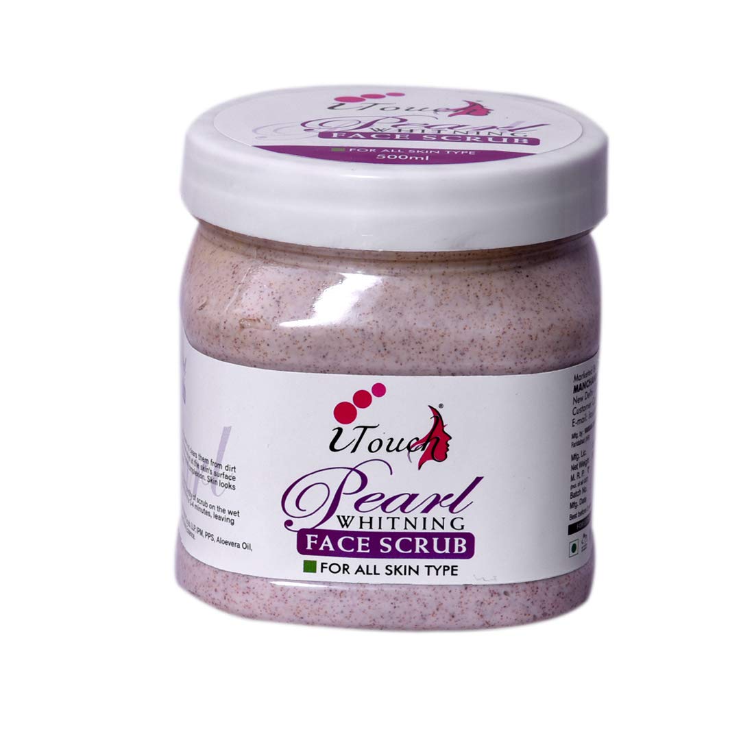 iTouch Herbal Pearl Skin Whitening Scrub 500ml - Natural Brightening Face & Body Exfoliator for Glowing Complexion | Perfect for Daily Skincare Routine & Spa Treatments