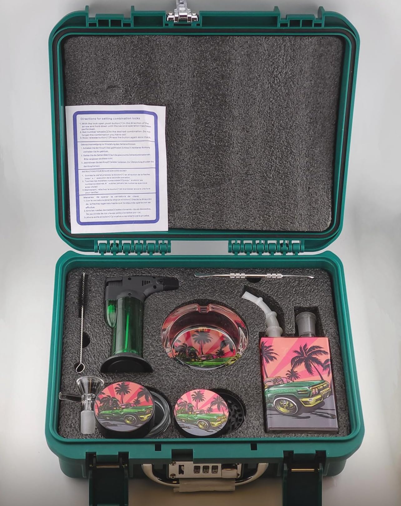 Premium 8-Piece Tropical Themed Smoking Kit - Includes Herb Grinder, Ashtray, Lighter & More | Perfect for Beach Parties, Backyard BBQs & Relaxing Outdoor Sessions