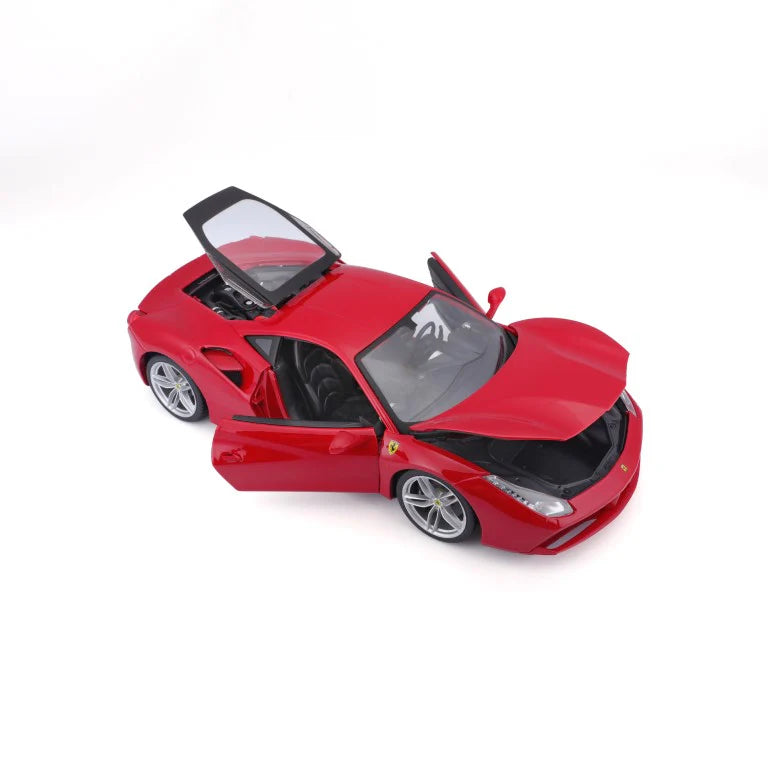 Bburago 1:18 Scale Ferrari 488 GTB Diecast Model Car - Red Collectible Racing Sports Car for Display & Play | Perfect for Car Enthusiasts, Gift Giving & Home/Office Decor