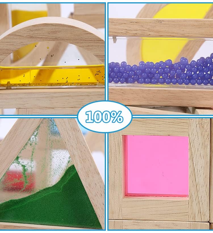 16-Piece Large Wooden Building Blocks for Toddlers - Rainbow Geometry Sensory Stacking Construction Toys | Educational Preschool Learning Toys for Boys & Girls | Perfect for Daycare, Homeschool & Playroom Activities