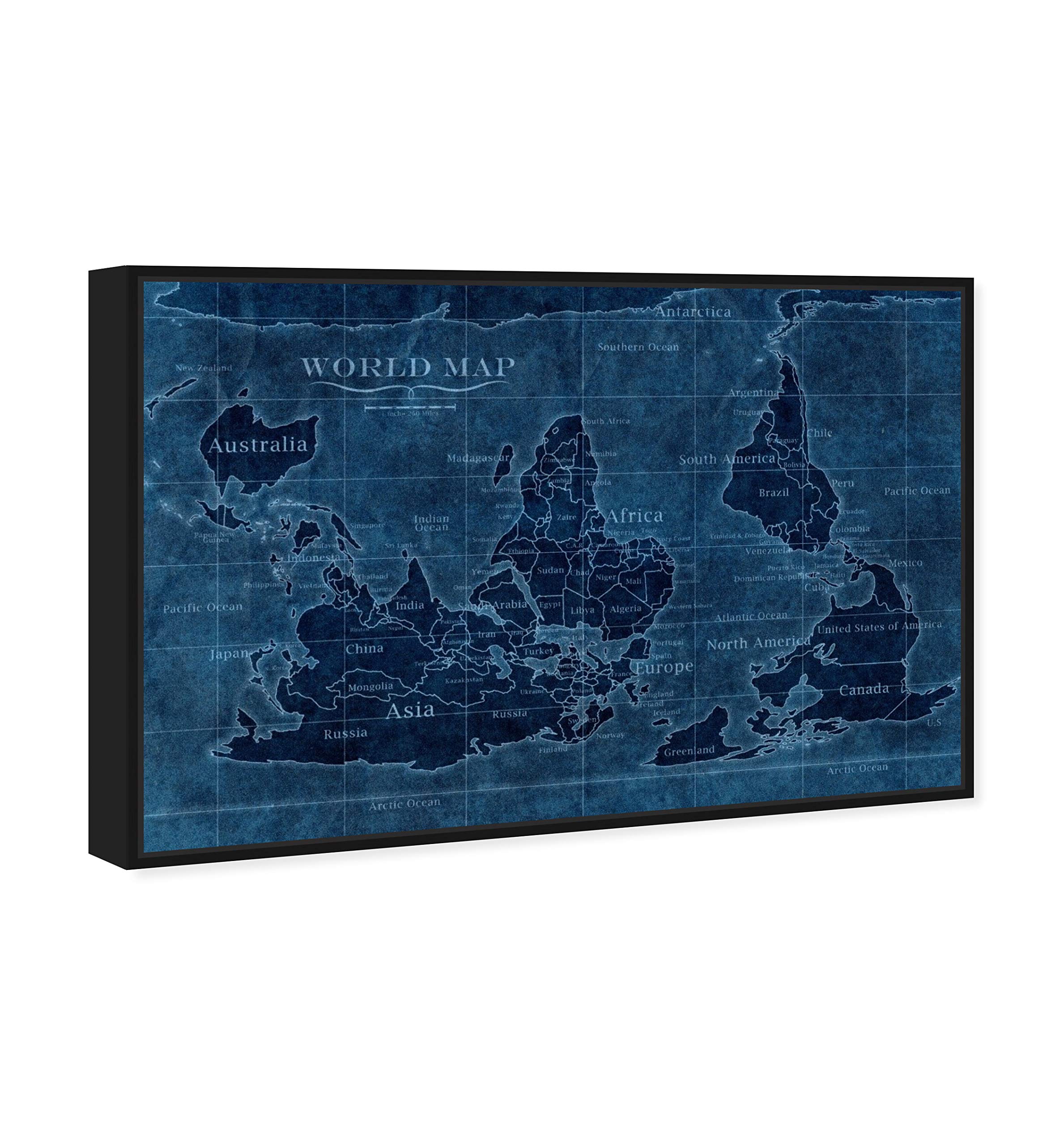 Upside-Down World Map Framed Wall Art - Premium Canvas Prints with Flags for Home & Office Decor | Perfect Gift for Travel Lovers & Geography Enthusiasts