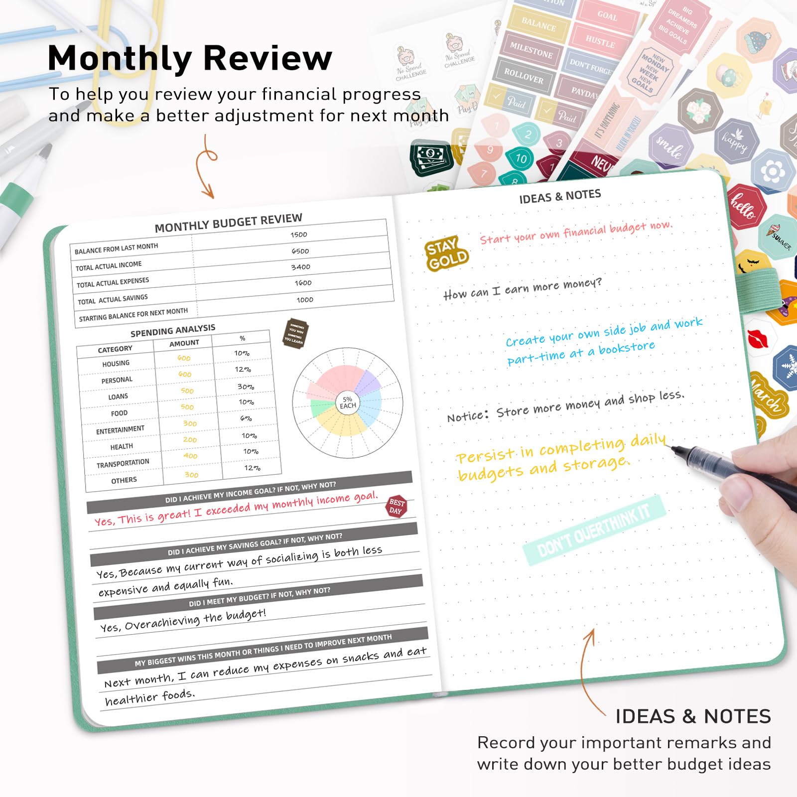 WEMATE 2025 Budget Planner - Monthly Expense Tracker Notebook & Financial Organizer | Undated 12-Month Bill Planner, A5 Account Book for Money Management (Green) | Perfect for Personal Finance, Household Budgeting & Debt Tracking