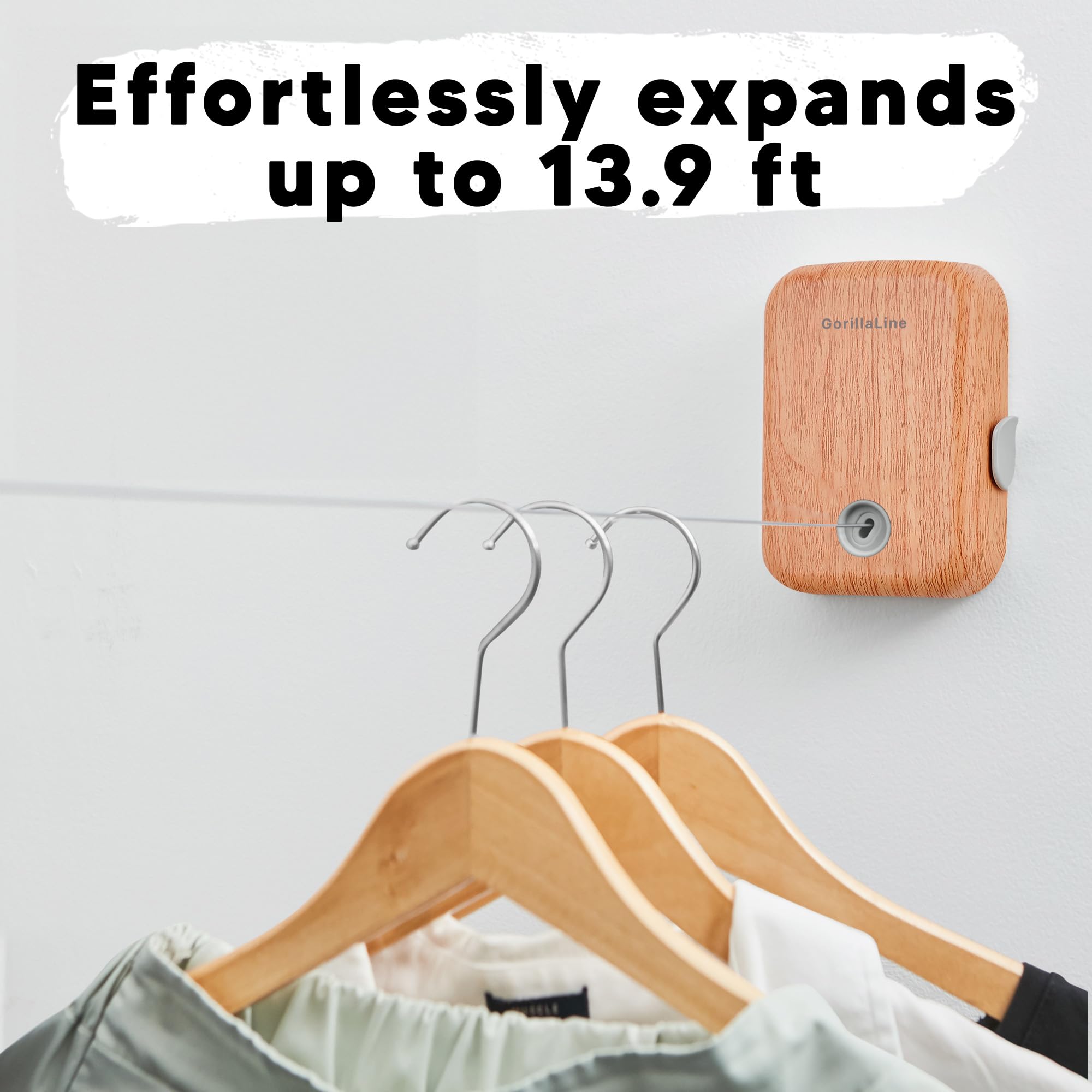 GorillaLine Retractable Clothesline for Indoor & Outdoor Use - Heavy Duty Wall Mounted Laundry Drying Rack - Perfect for Small Spaces, Apartments, Camping & Travel - Air Dry Clothes Efficiently