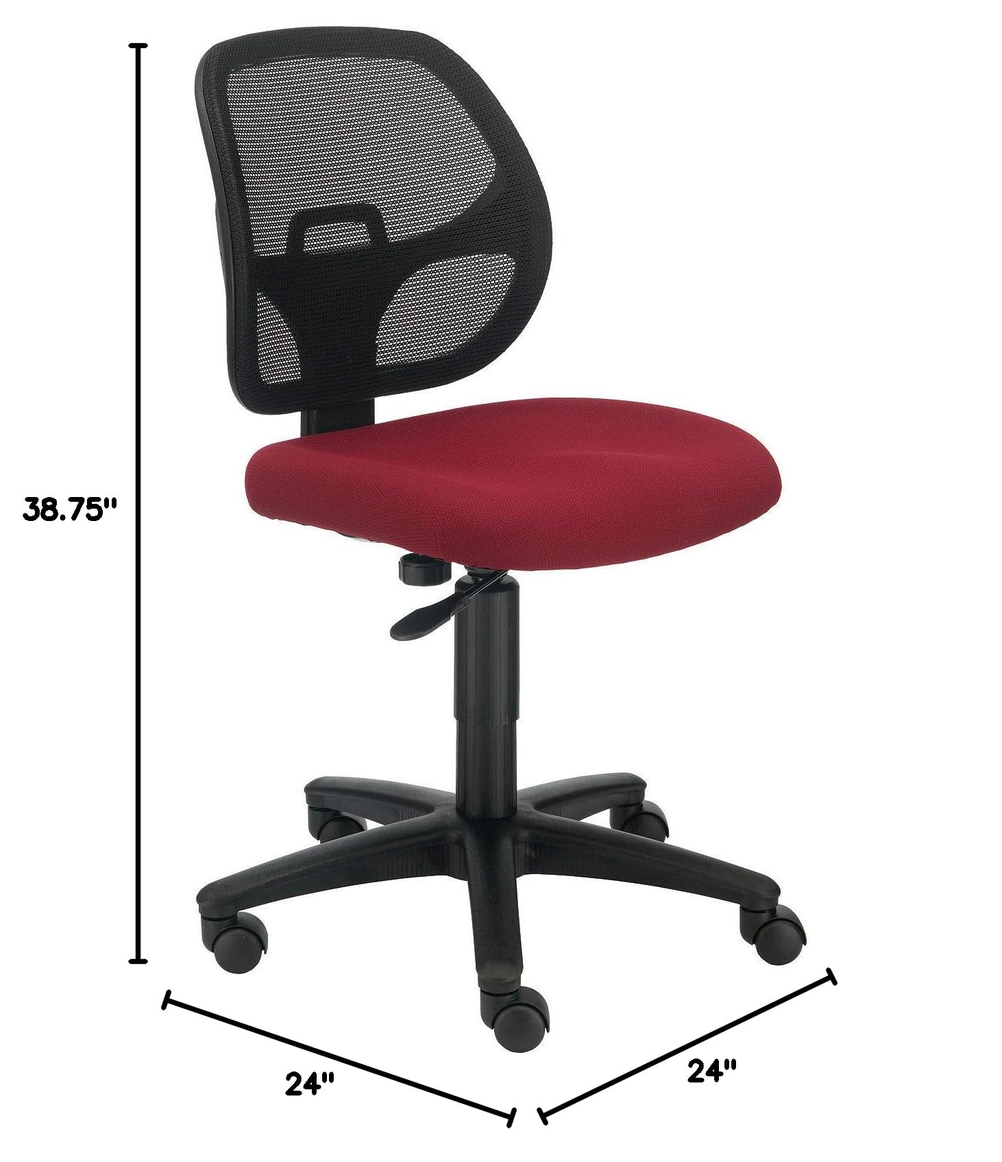 Ergonomic Armless Mesh Office Chair with Breathable Fabric - Red - Perfect for Home Offices, Conference Rooms & Workspaces