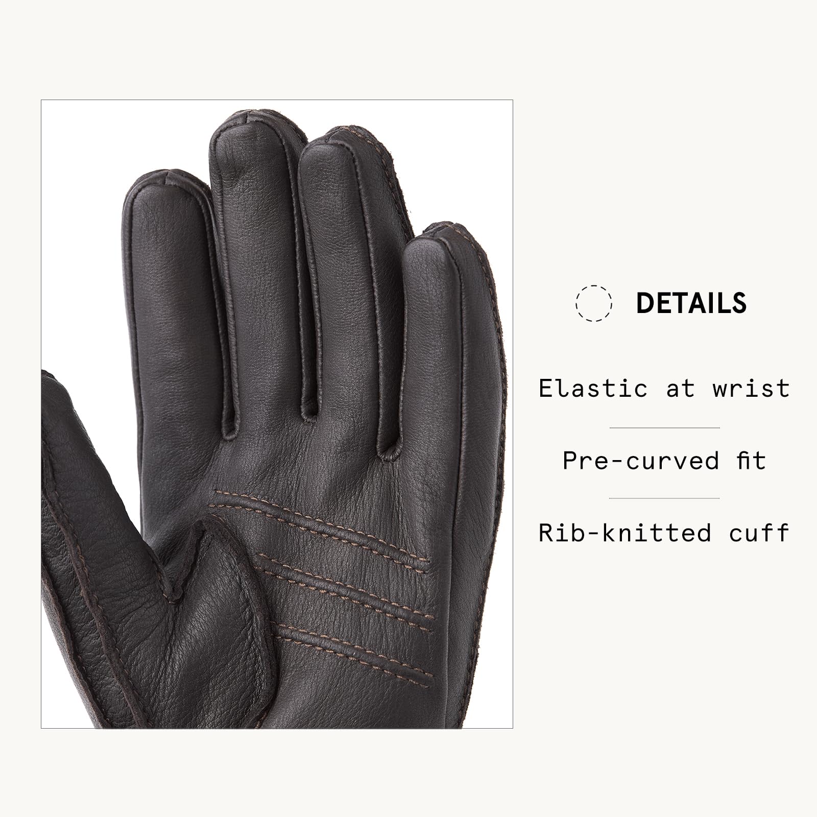 Hestra Deerskin Primaloft Rib Glove - Insulated Leather Work Gloves for Men & Women, Warm Winter Gloves for Outdoor Activities, Hiking, Skiing & Everyday Use