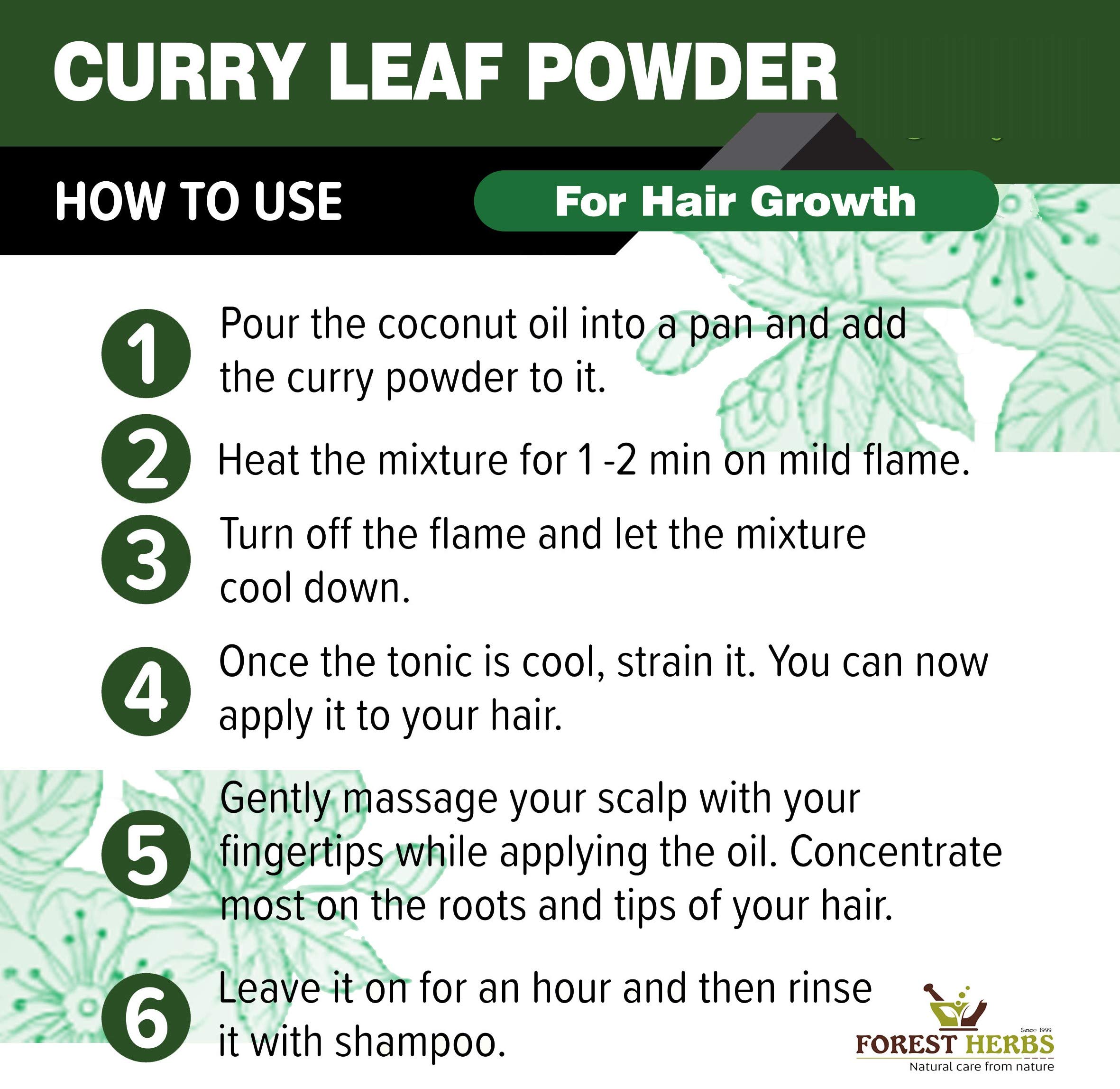 100% Pure Curry Leaves Powder 200G | Sun-Dried & Stemless | Promotes Strong & Shiny Hair Growth | Natural Ayurvedic Herbal Supplement | For Hair Masks, Tea & Cooking | USDA Organic Certified