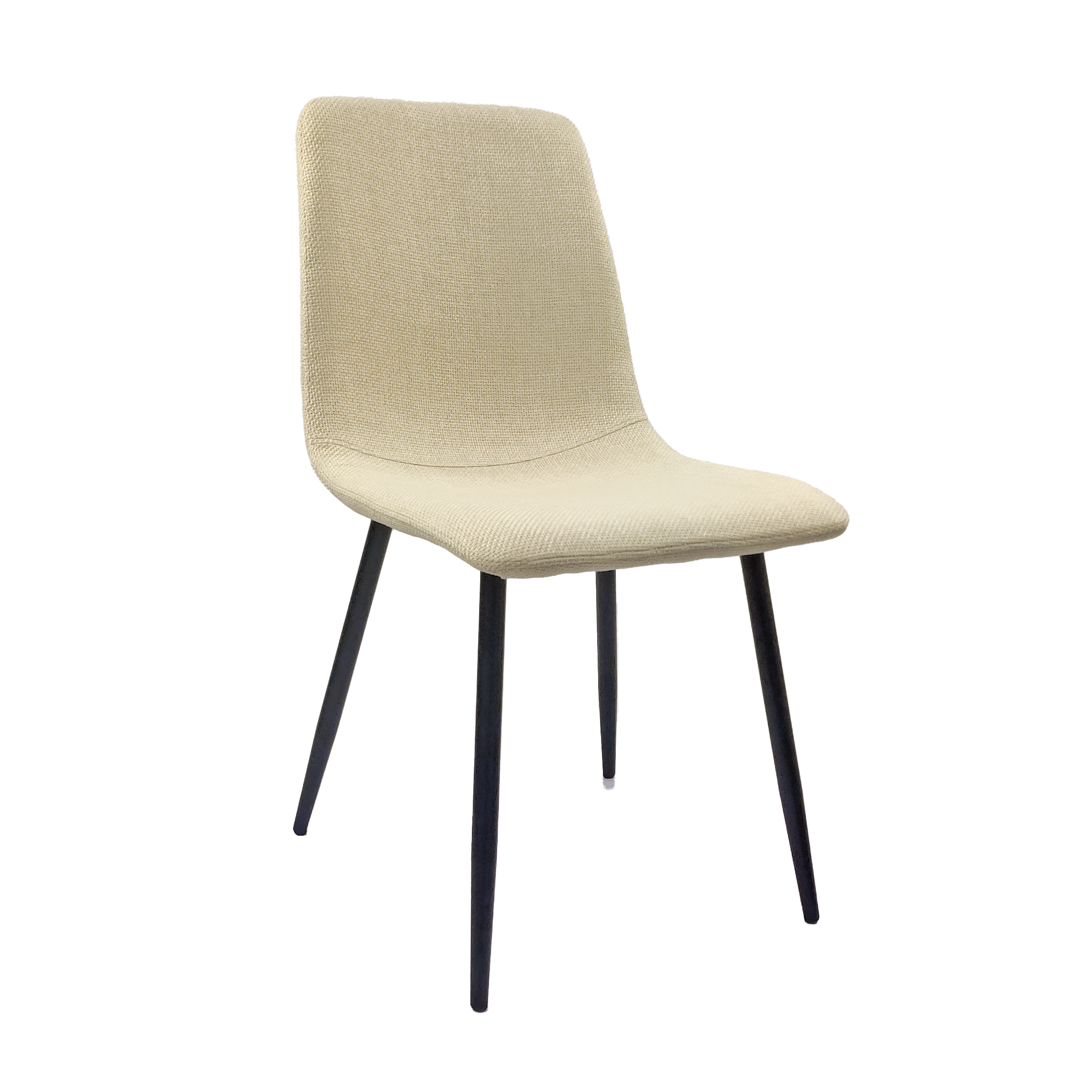 4-Piece Modern Upholstered Dining Chair Set - Linen Cushion Seats with Sturdy Black Metal Legs - Kitchen & Dining Room Accent Chairs (Beige) - Perfect for Small Spaces, Breakfast Nooks & Contemporary Home Decor