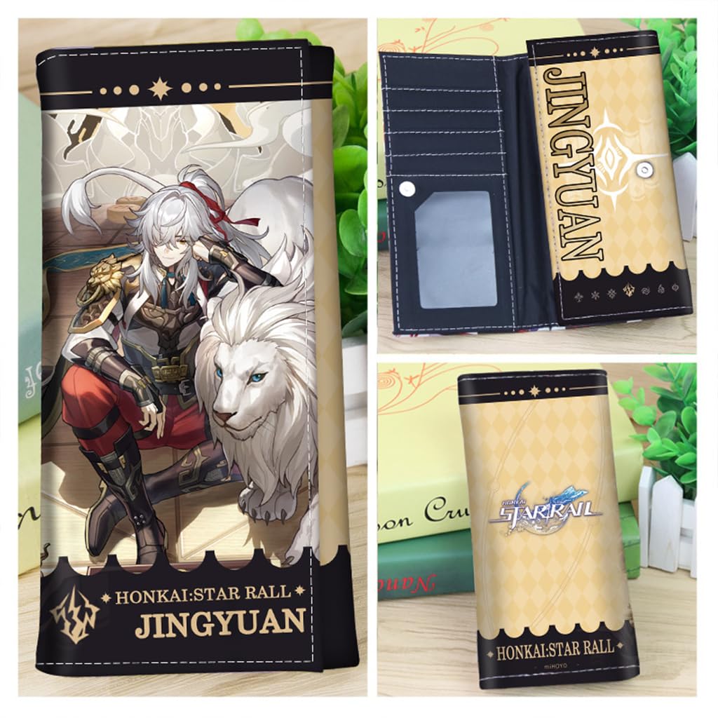 Honkai Star Rail Anime Wallet for Men & Women - Kawaii Bifold Card Holder with Free Keychain (Jing Yuan-2) - Perfect for Cosplay, Gaming Conventions & Anime Collectors