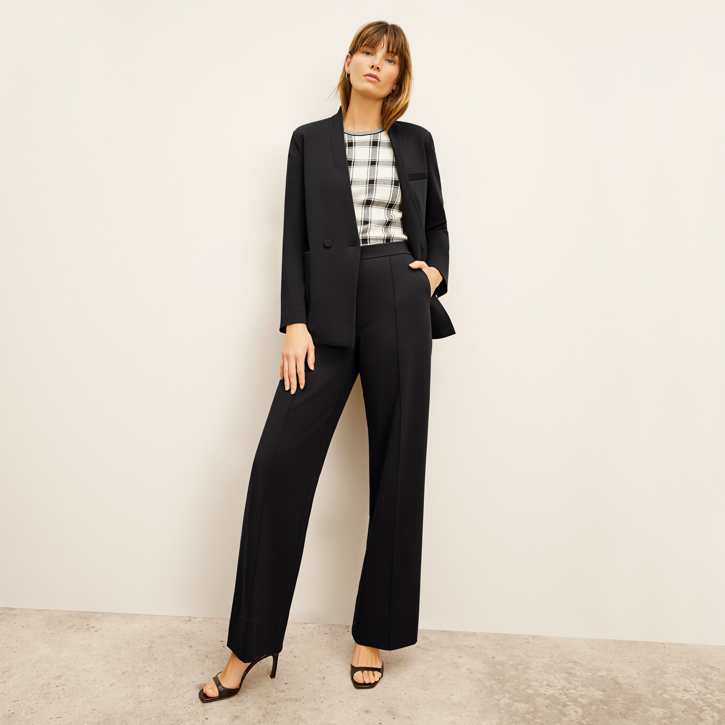 Jordan Wide Leg Pants for Women - Stretchy Butter Ponte Fabric in Black | Casual & Office Wear