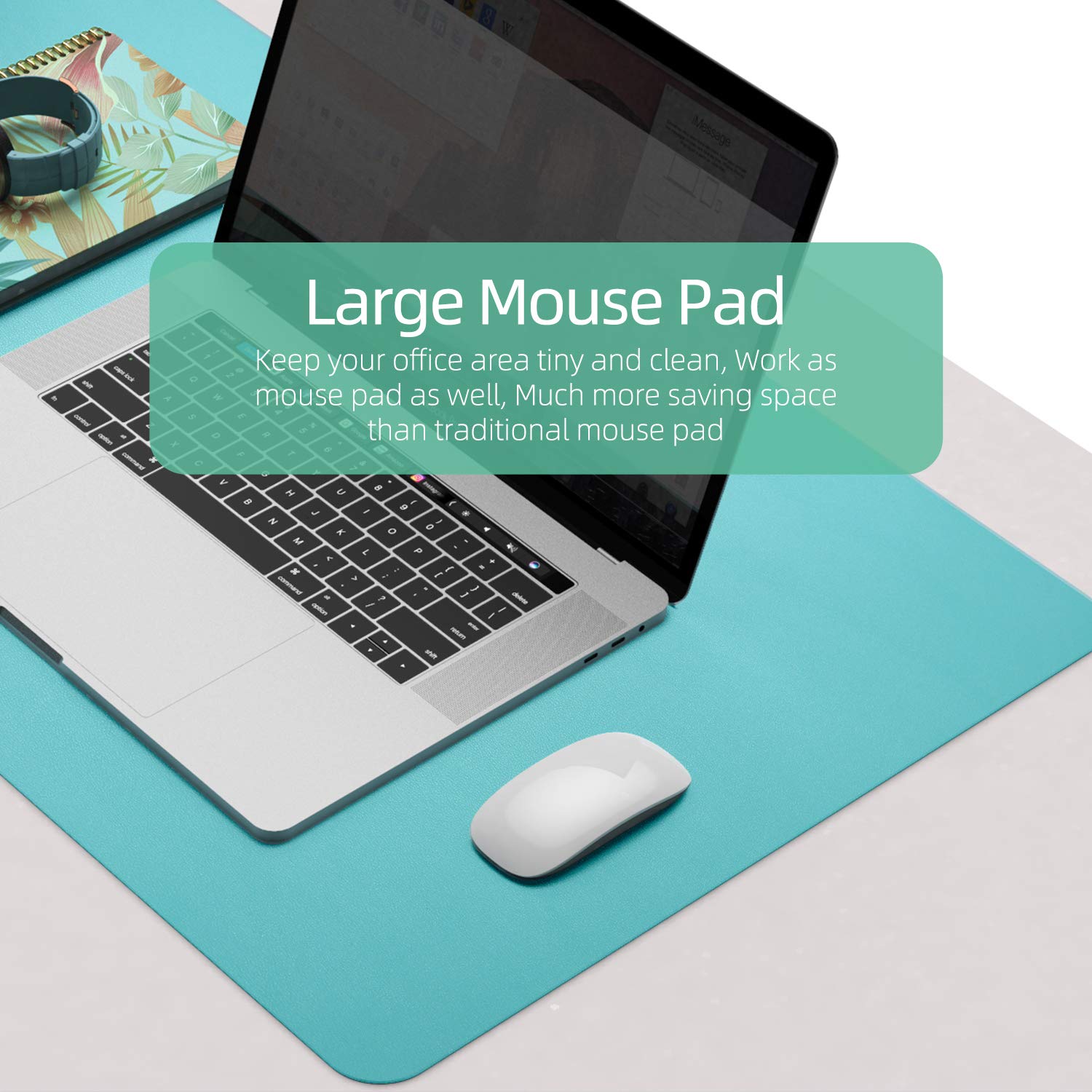 YSAGi Large Leather Desk Mat - Waterproof Dual-Sided Mouse Pad for Keyboard & Mouse (35.4