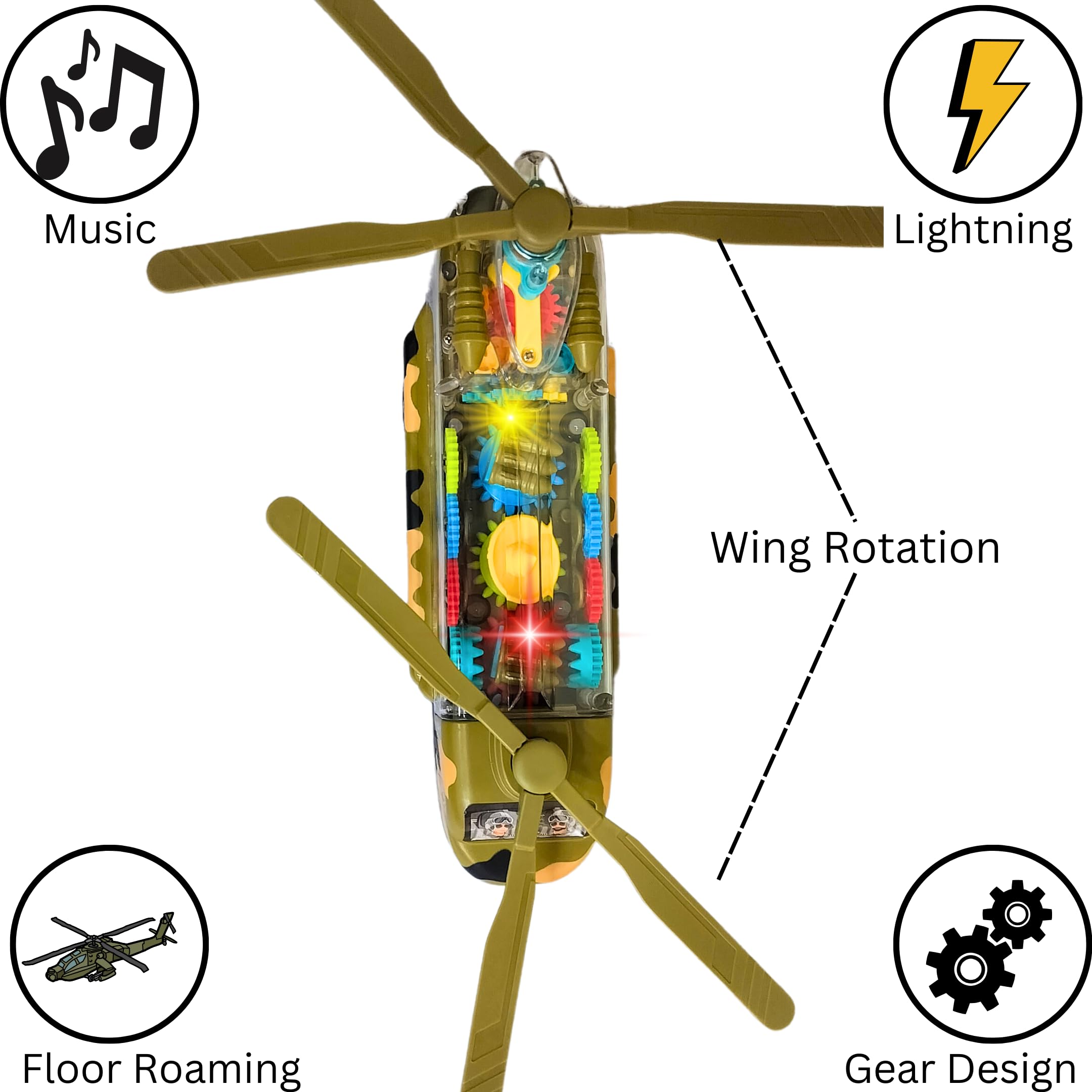 Kart In Box - Musical Helicopter Toy for Kids | Non-Flying Helicopter with Lights & Sounds | Random Color | Perfect for Birthday Gifts, Pretend Play & Early Learning