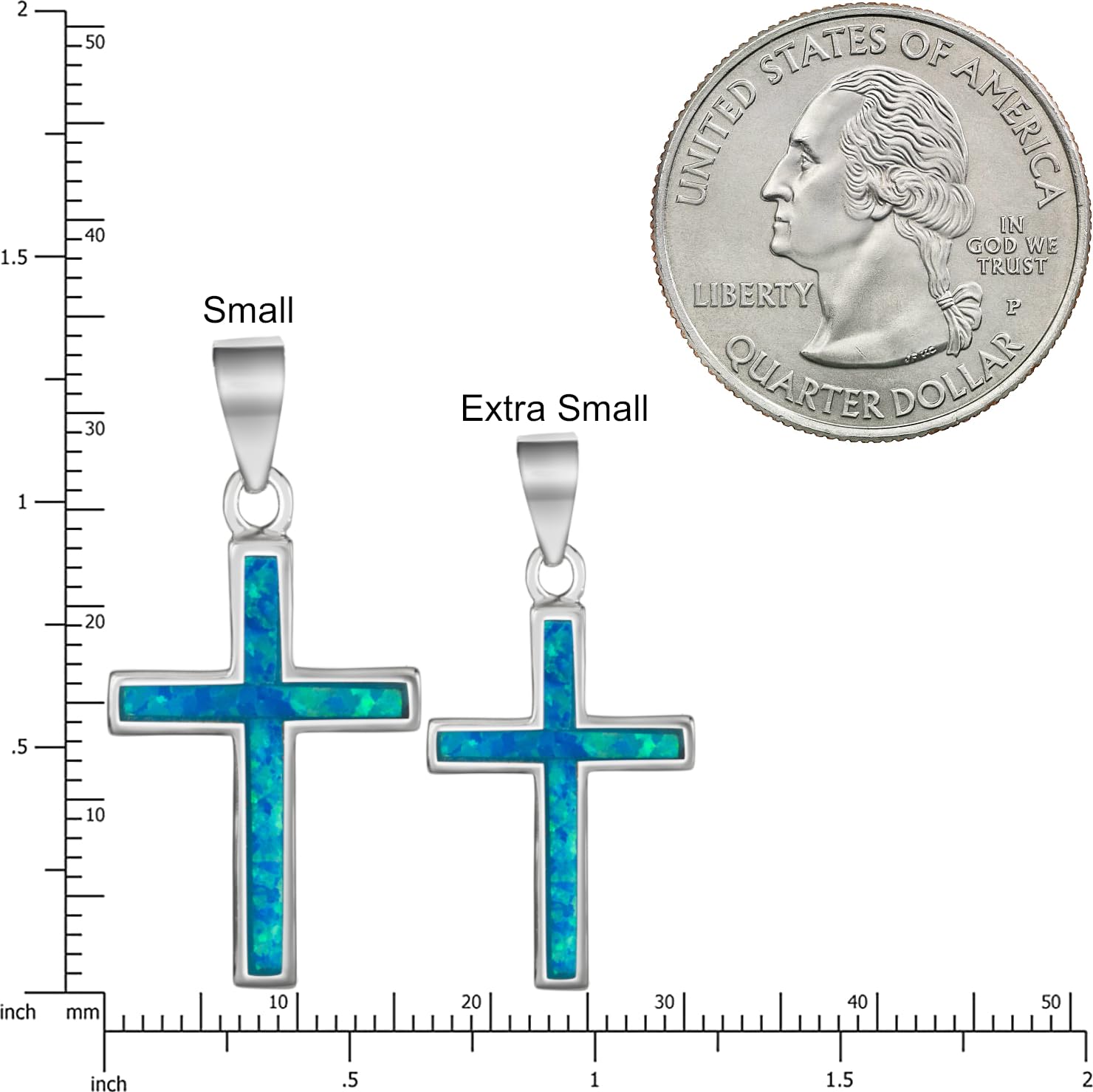 Sterling Silver Opal Cross Pendant Necklace with 18
